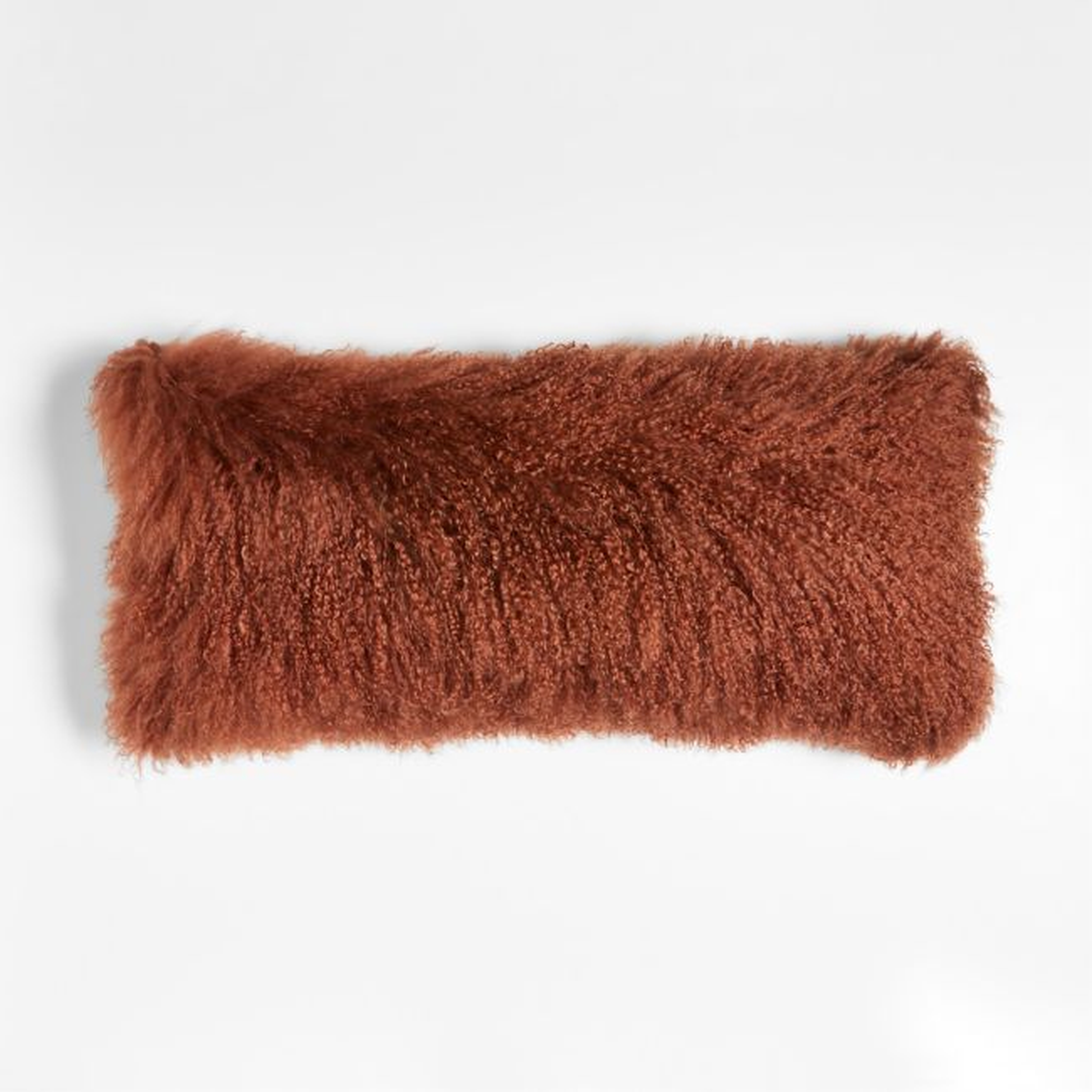 Spiced Orange Mongolian Sheepskin 36x16 Throw Pillow Cover - Crate and Barrel