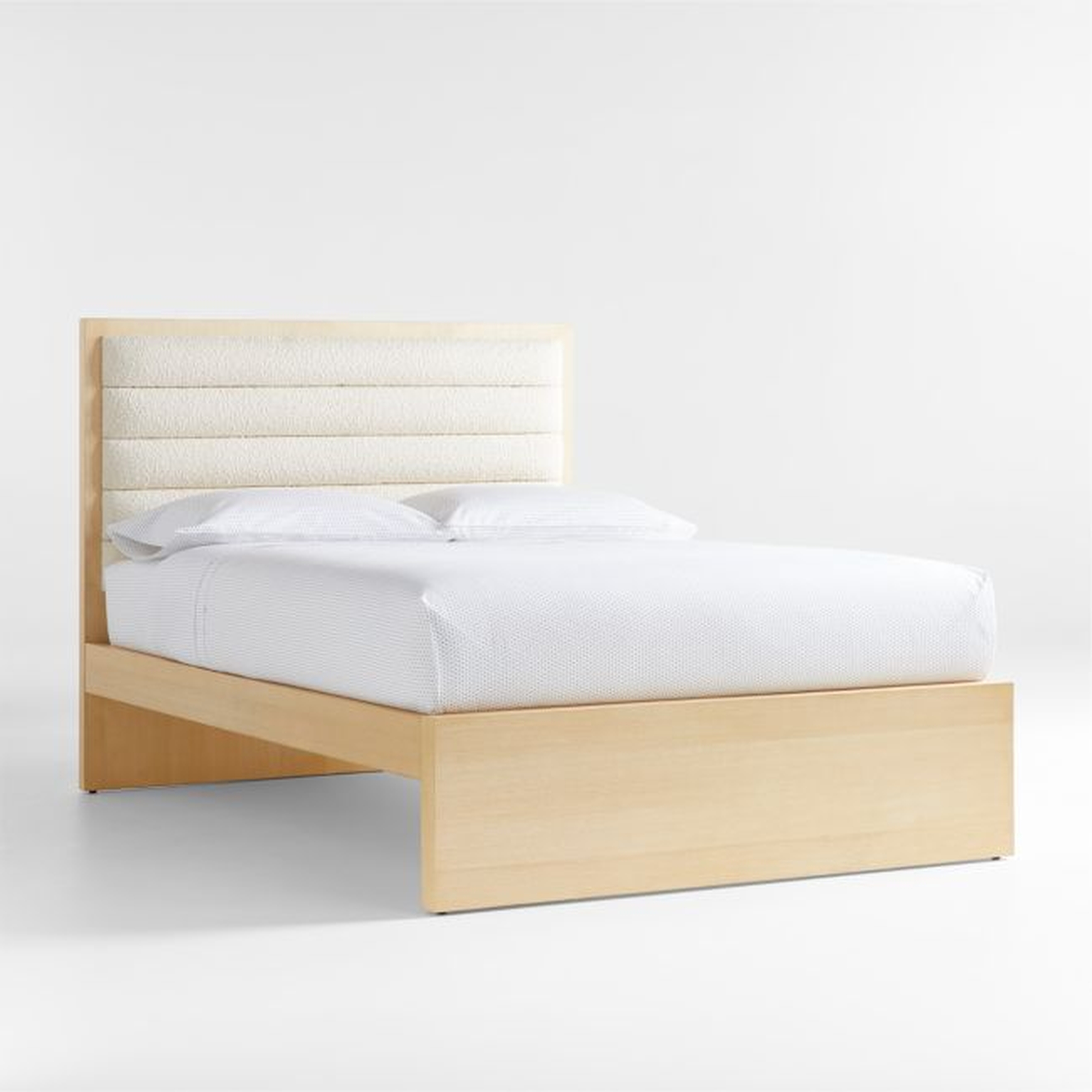 Mavericks Full Light Wood Bed with Cushioned Headboard - Crate and Barrel