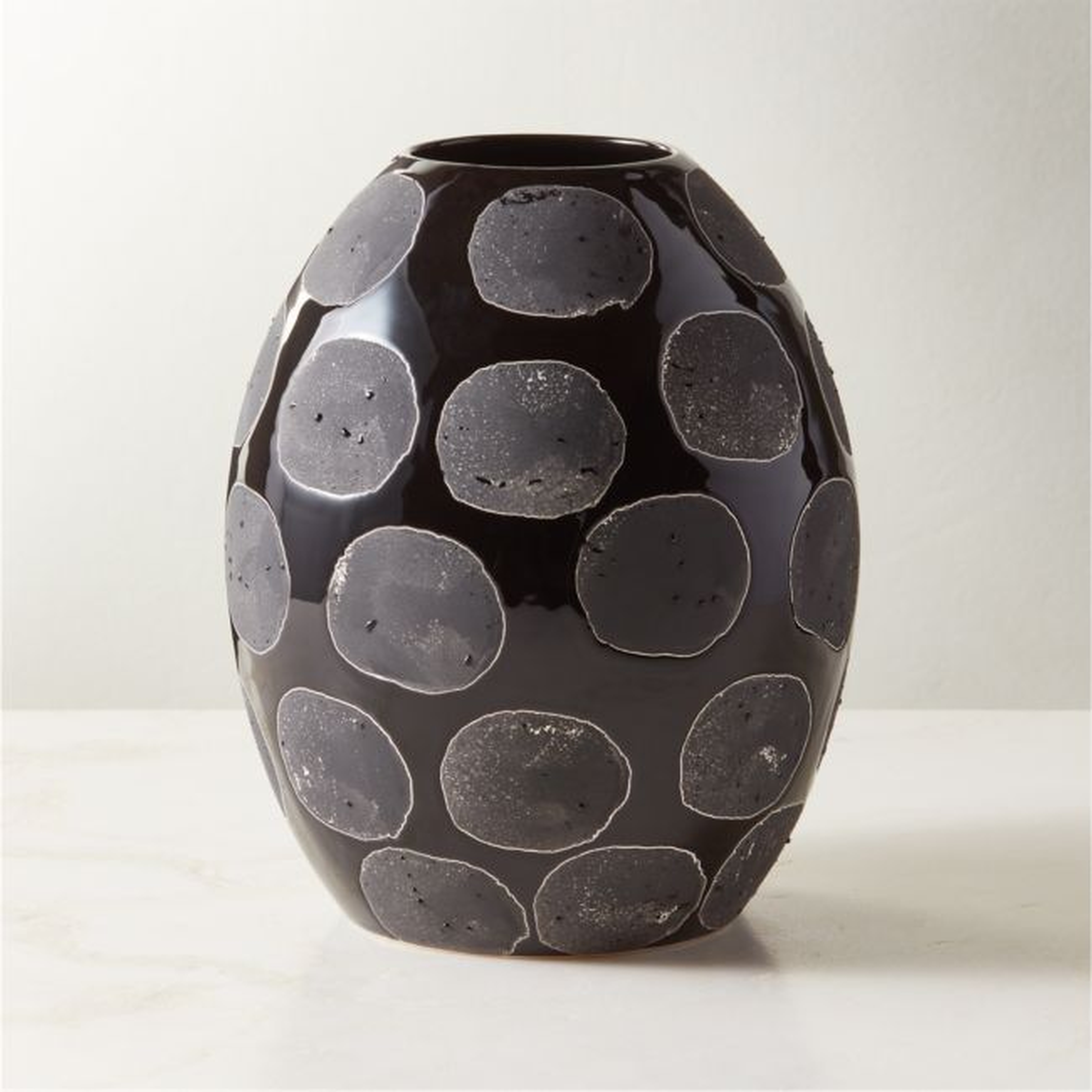 Gila Black Ceramic Spotted Vase with Reactive Glaze - CB2