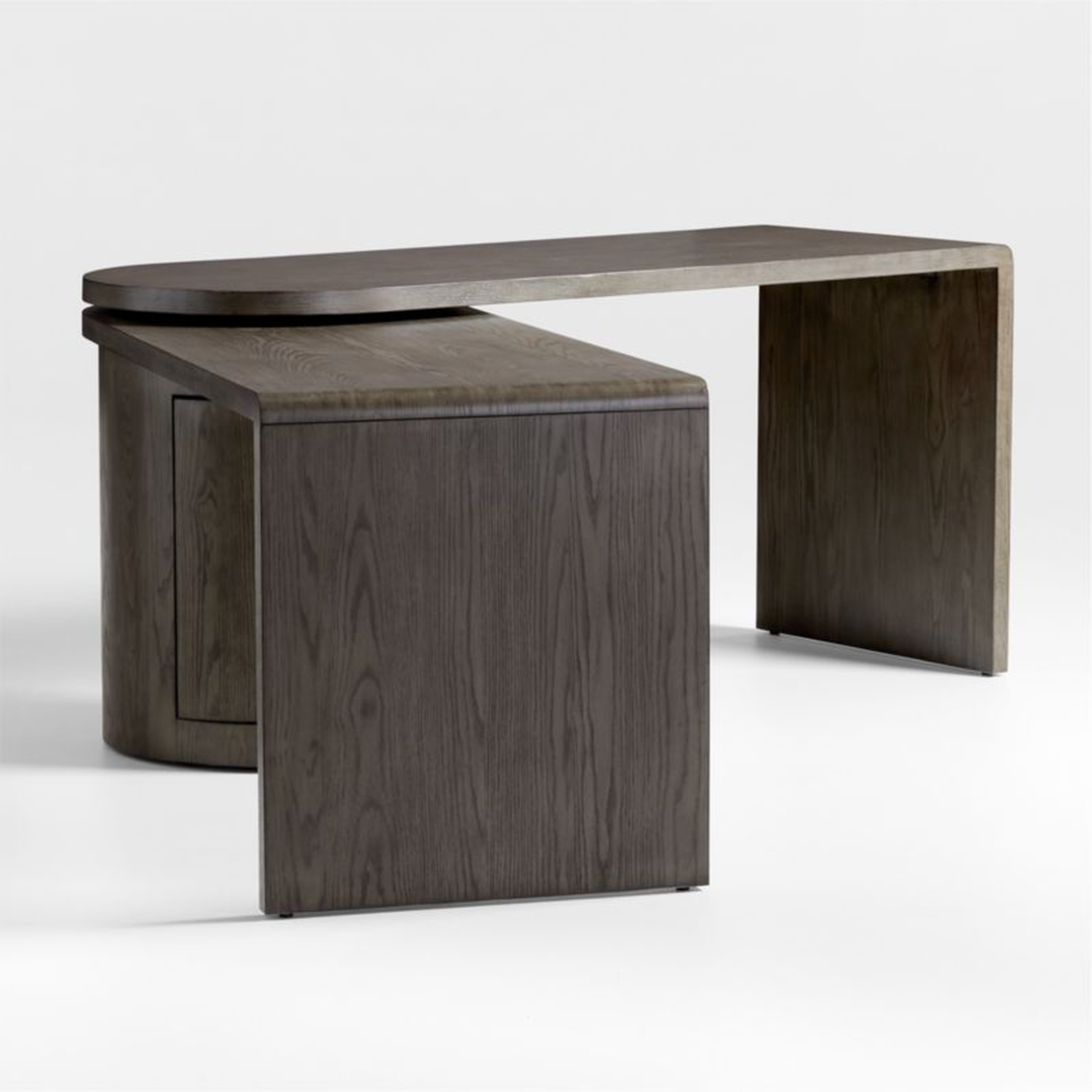 Twist 64" Grey Ash Rotating Large Desk with Storage - Crate and Barrel