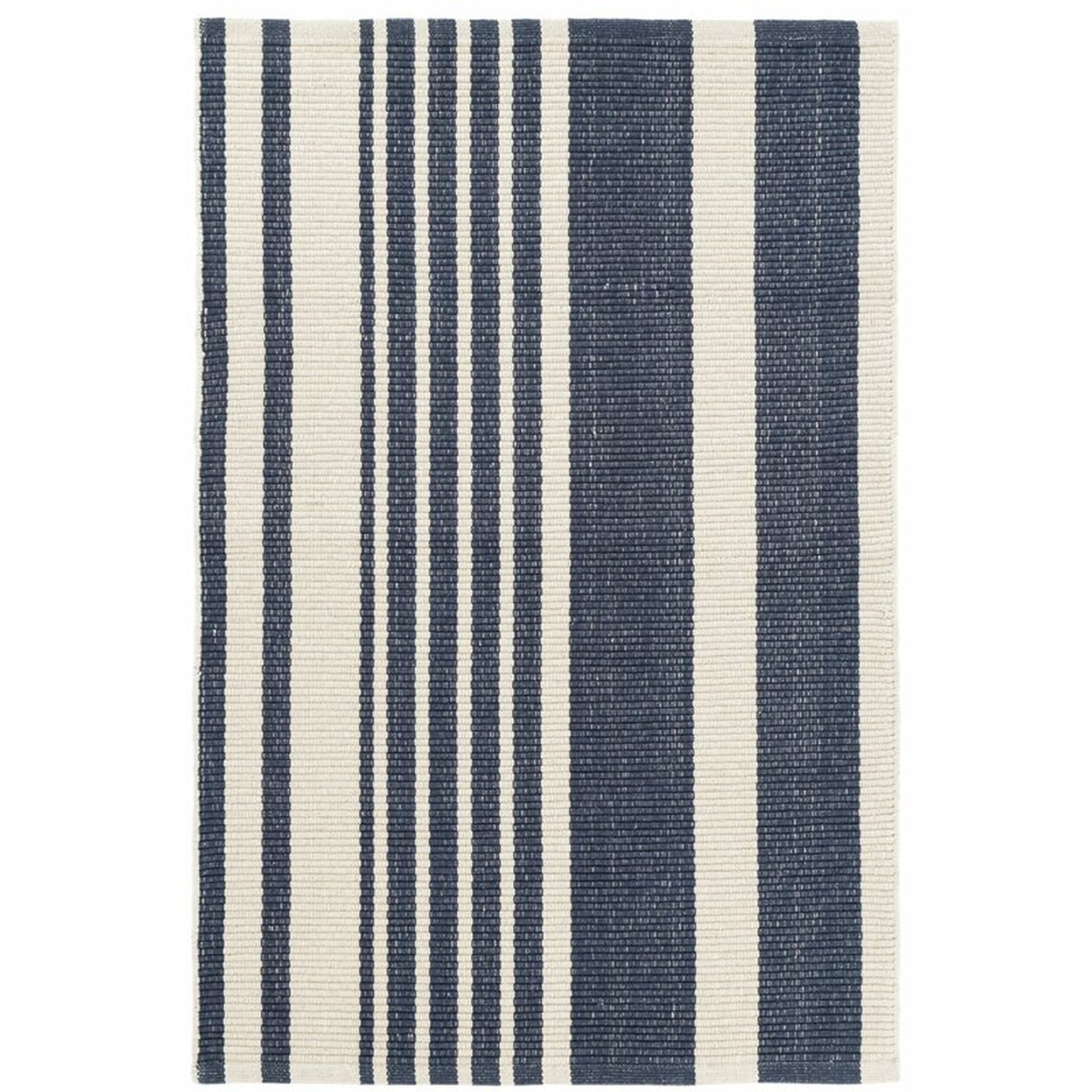 Dash and Albert Rugs Portland Striped Handmade Flatweave Cotton Dark Blue Area Rug - Perigold