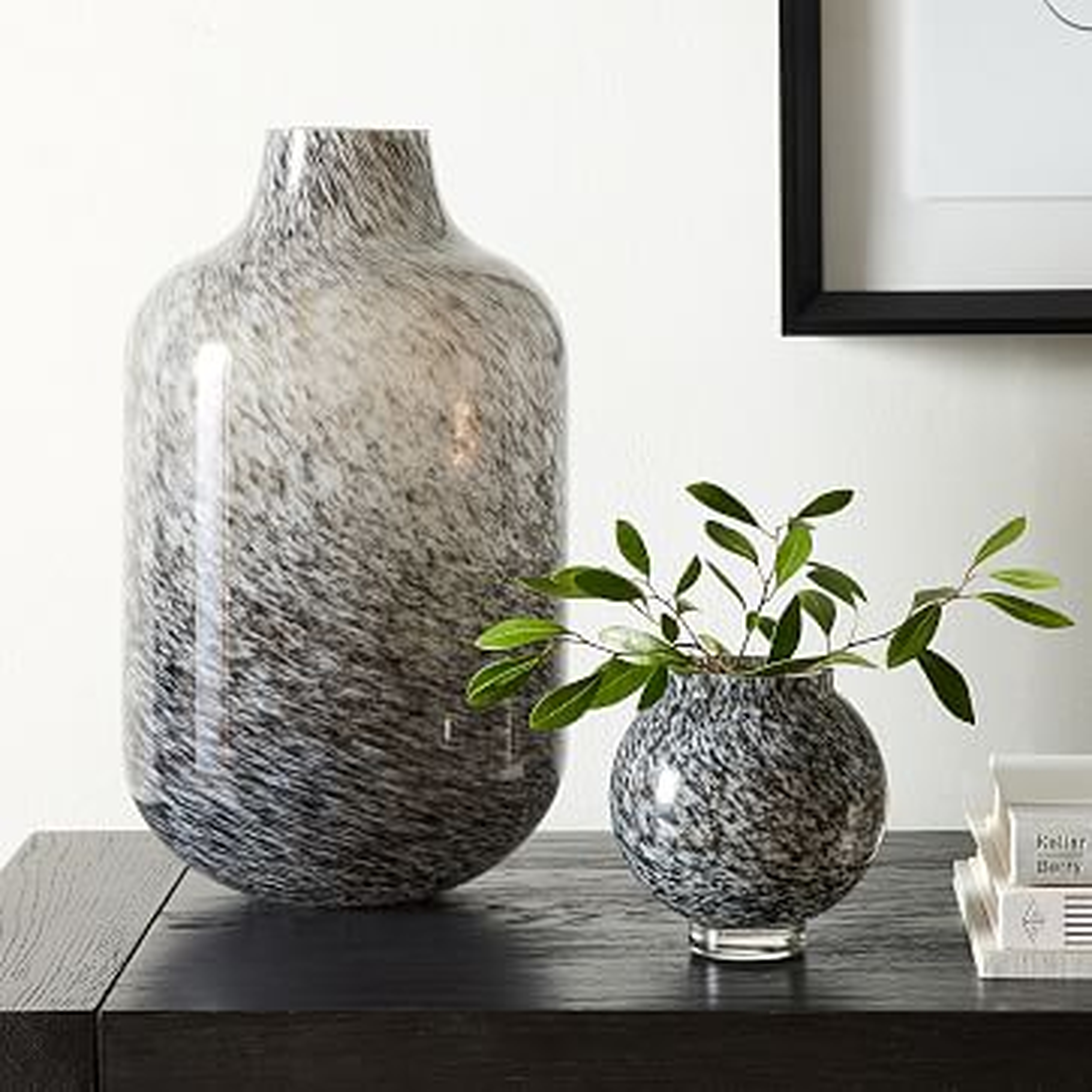 Mari Vase, Black Speckle, Small and Large, Set of 2 - West Elm