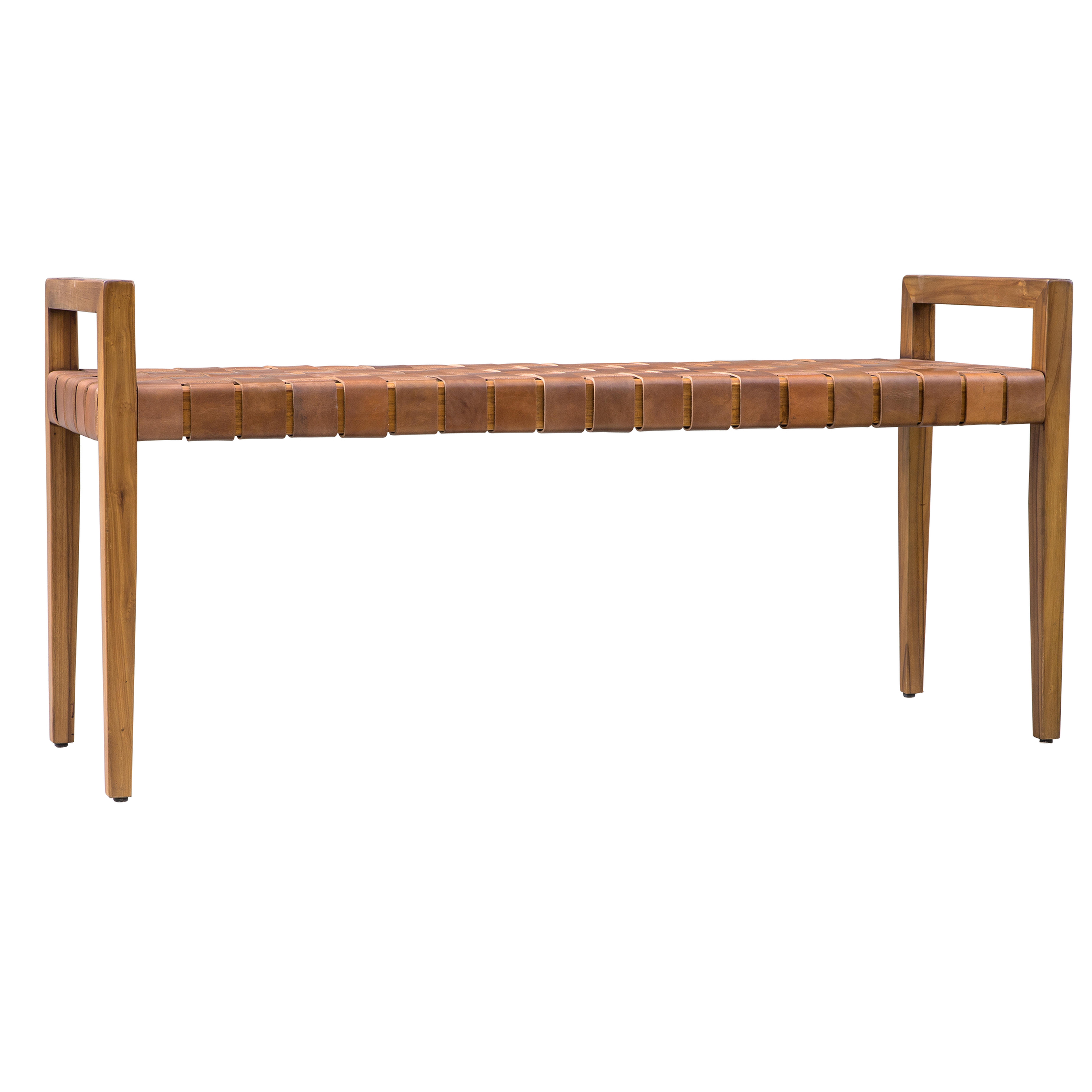 Plait Woven Leather Bench - Uttermost