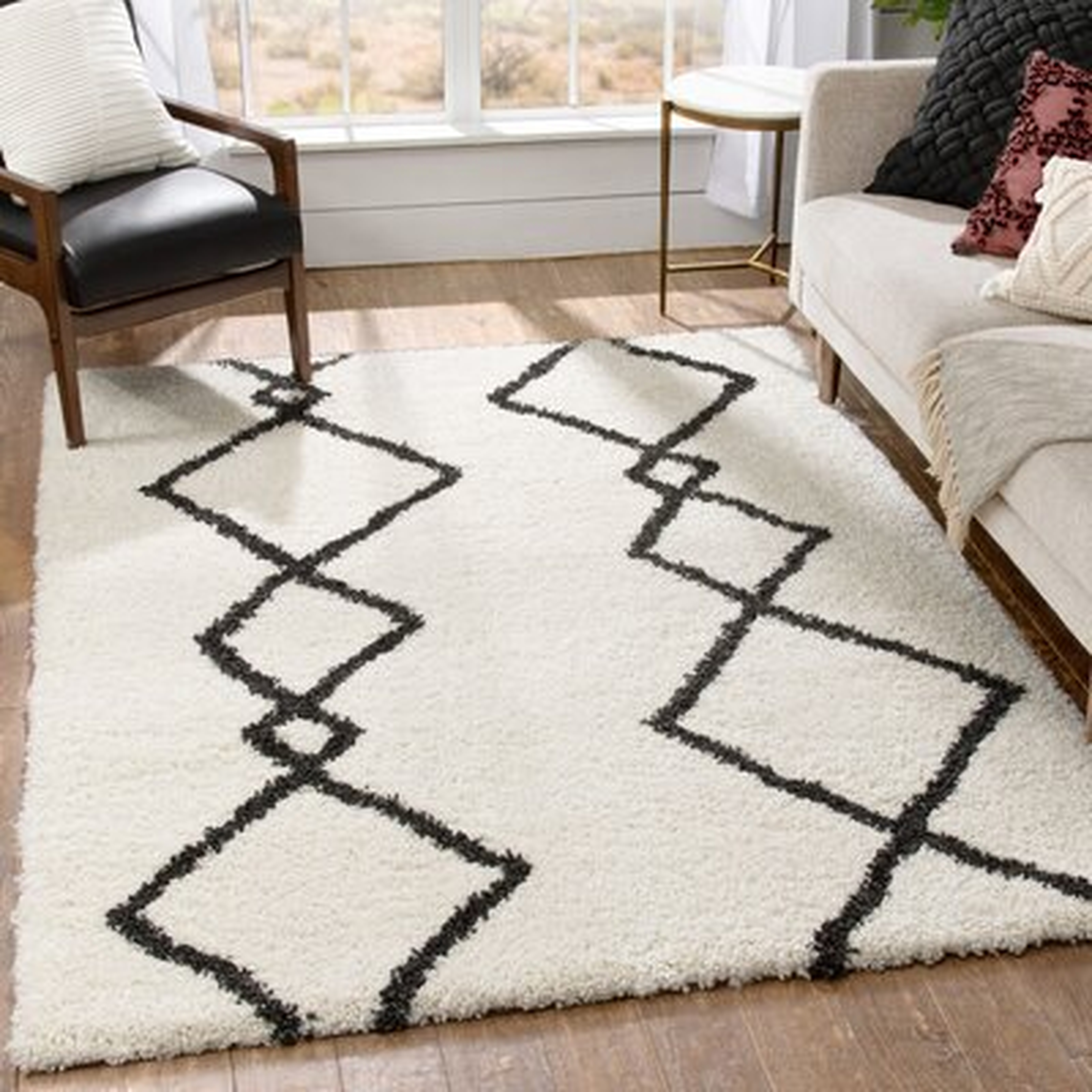 Well Woven Juni Lina Scandinavian Moroccan Lattice Ivory Nordic Shag Area Rug - Wayfair