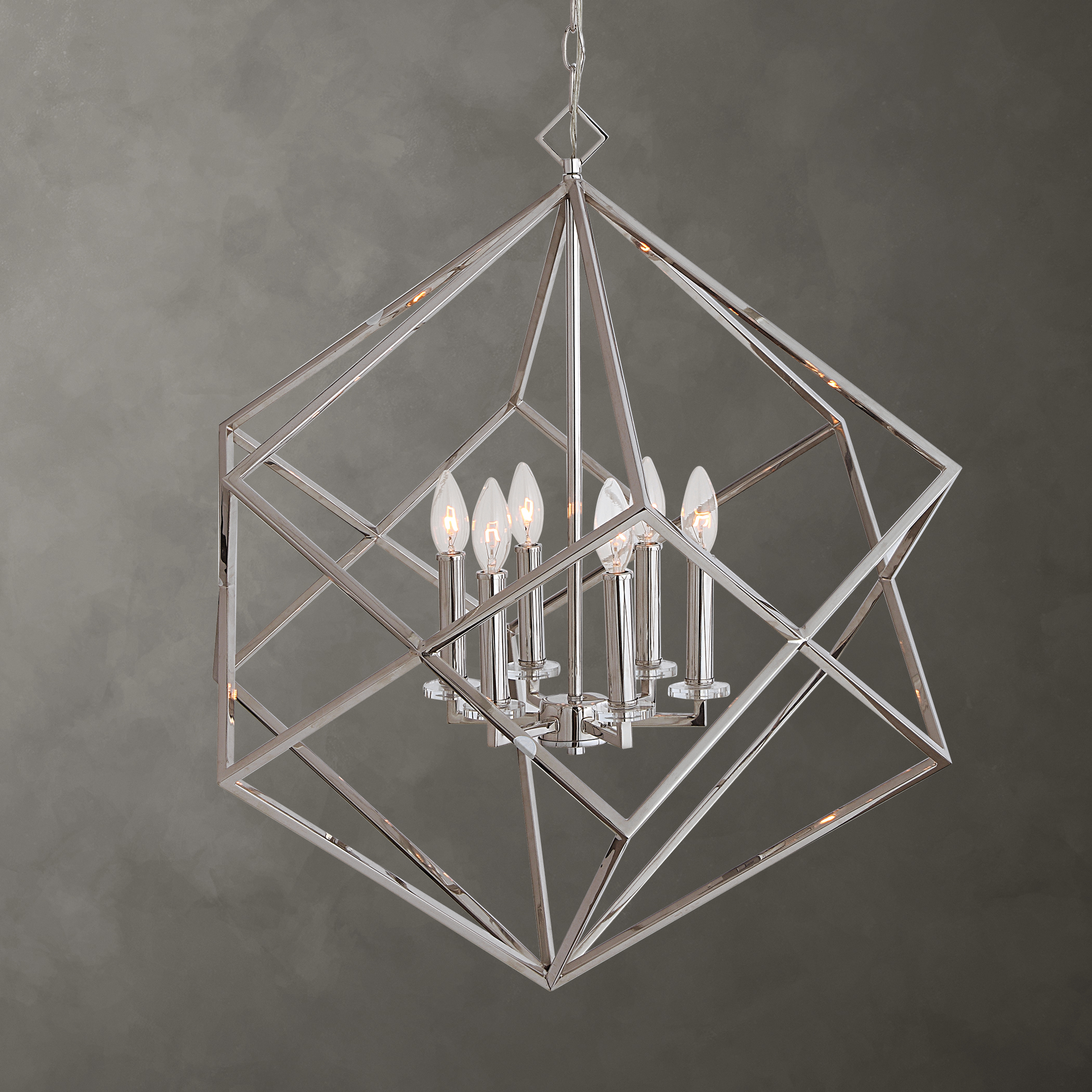 Euclid 6 Light Nickel Cube Pendant - Uttermost