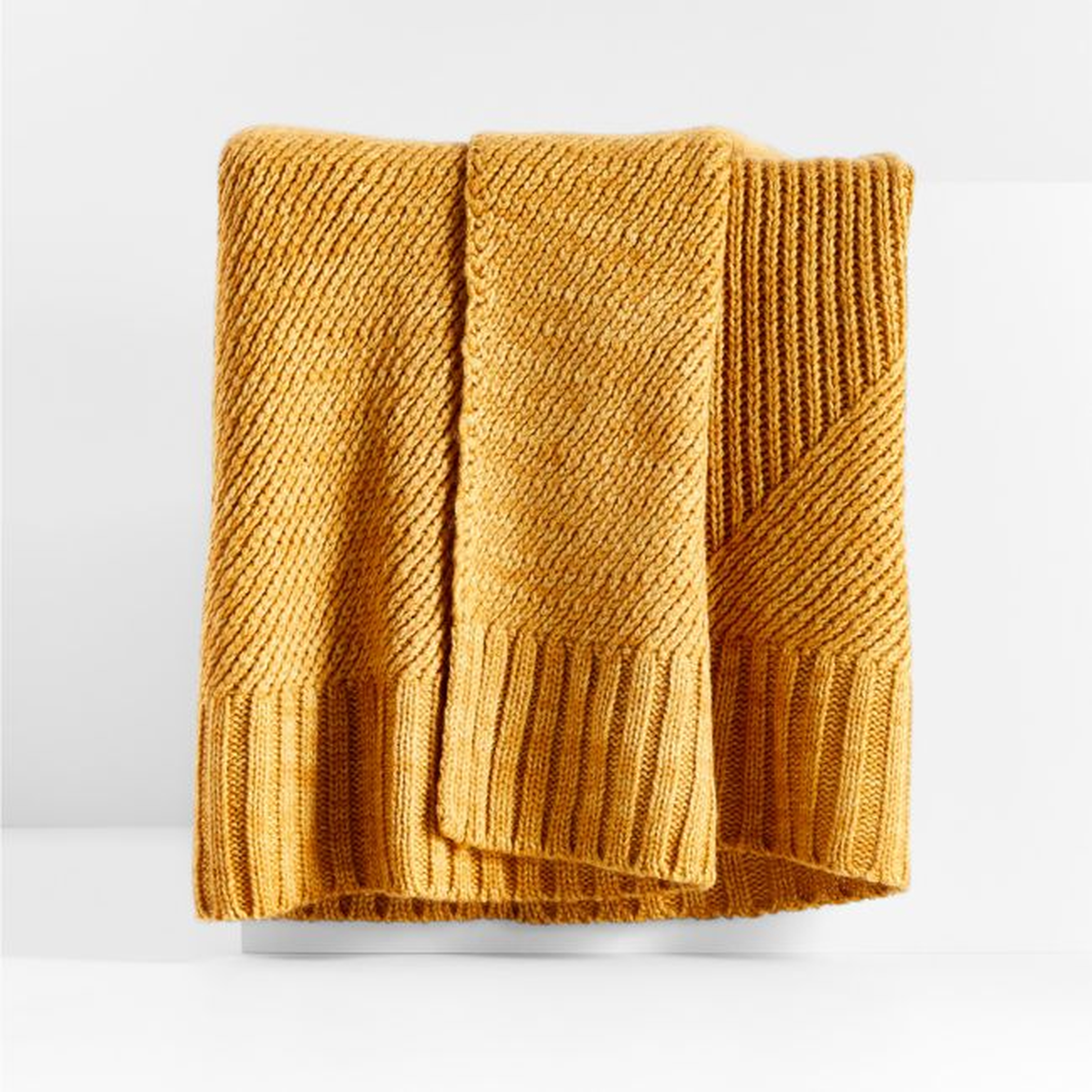 Equinox 70"x55" Tupelo Honey Sweater Knit Throw Blanket - Crate and Barrel