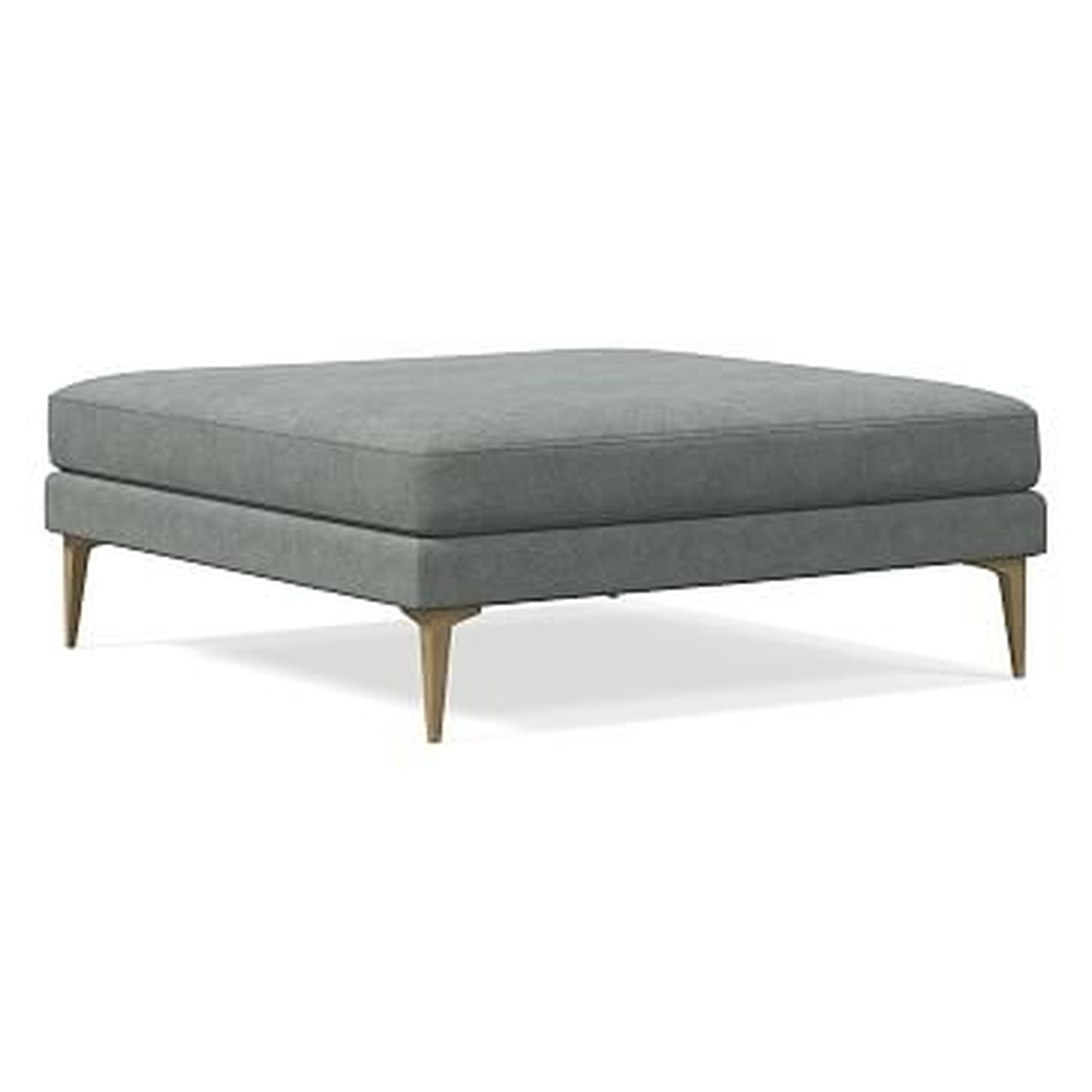 Andes XL Ottoman, Distressed Velvet, Mineral Gray, Blackened Brass - West Elm