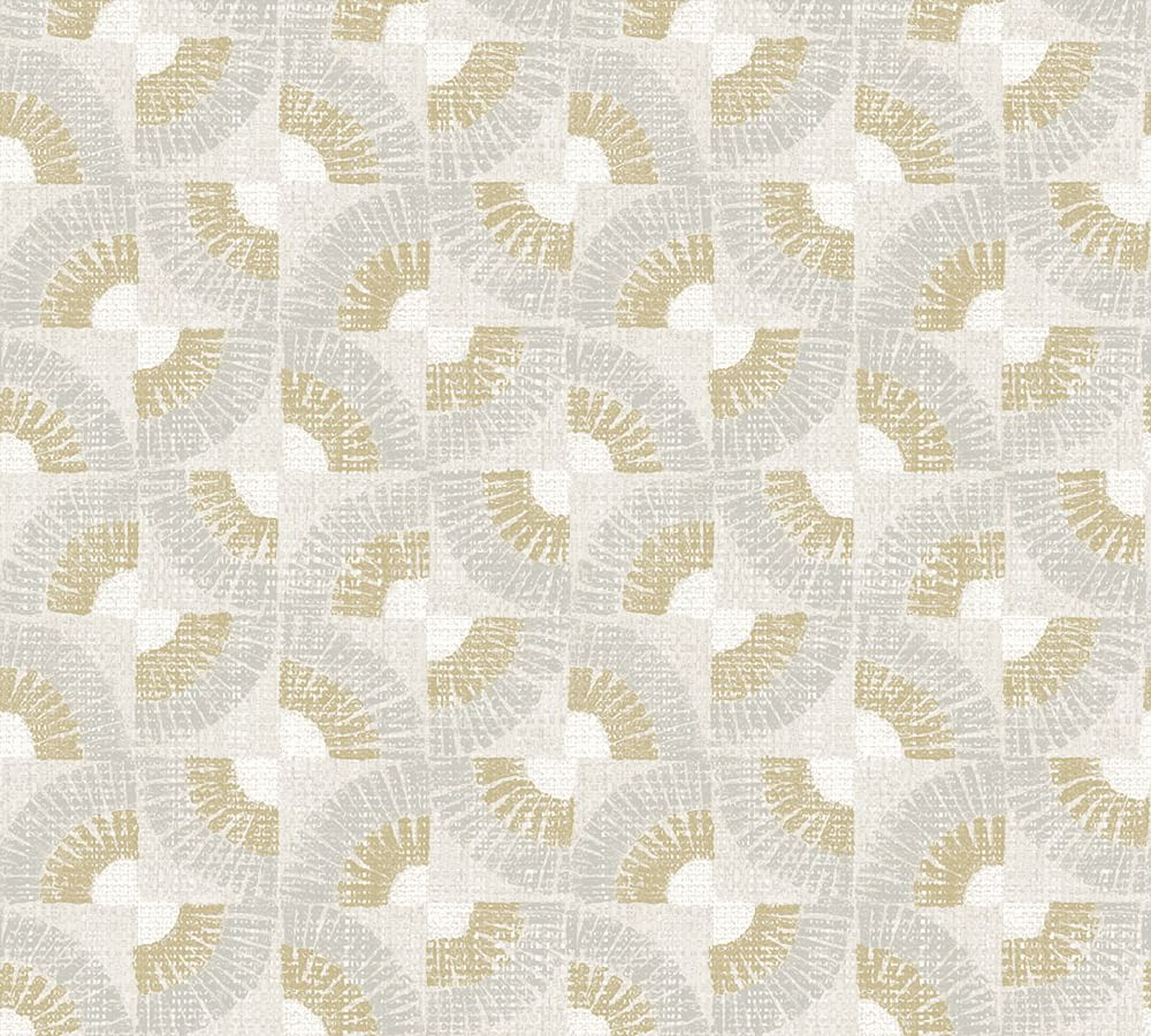 Grasscloth Canary Gold Fans Peel & Stick Removable Wallpaper, 27"W x 324"L - Pottery Barn