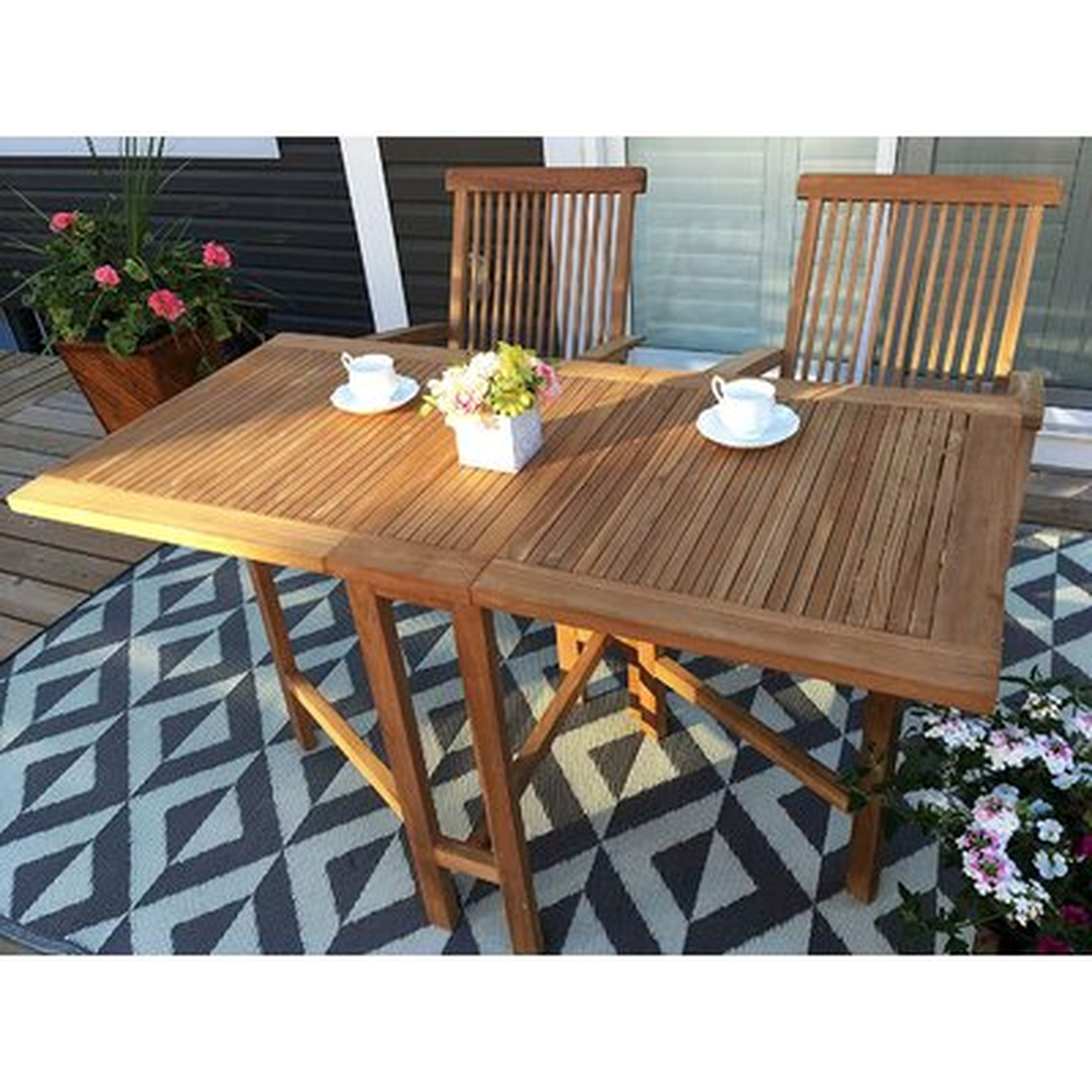 Teak Wood Rectangular Extendable Outdoor Dining Table - Wayfair
