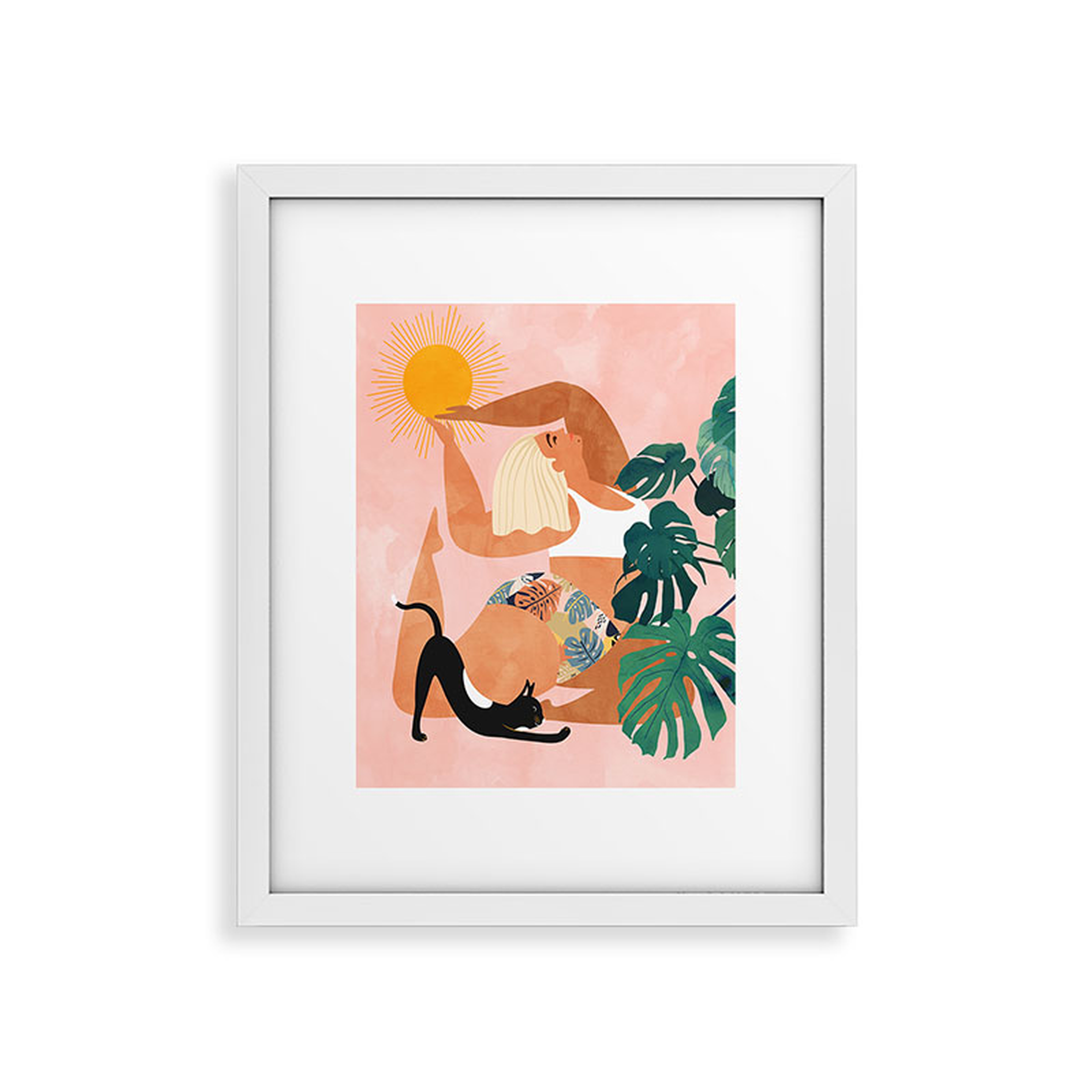 Tropical Yoga Illustration Tro by 83 Oranges - Framed Art Print Modern White 11" x 14" - Wander Print Co.