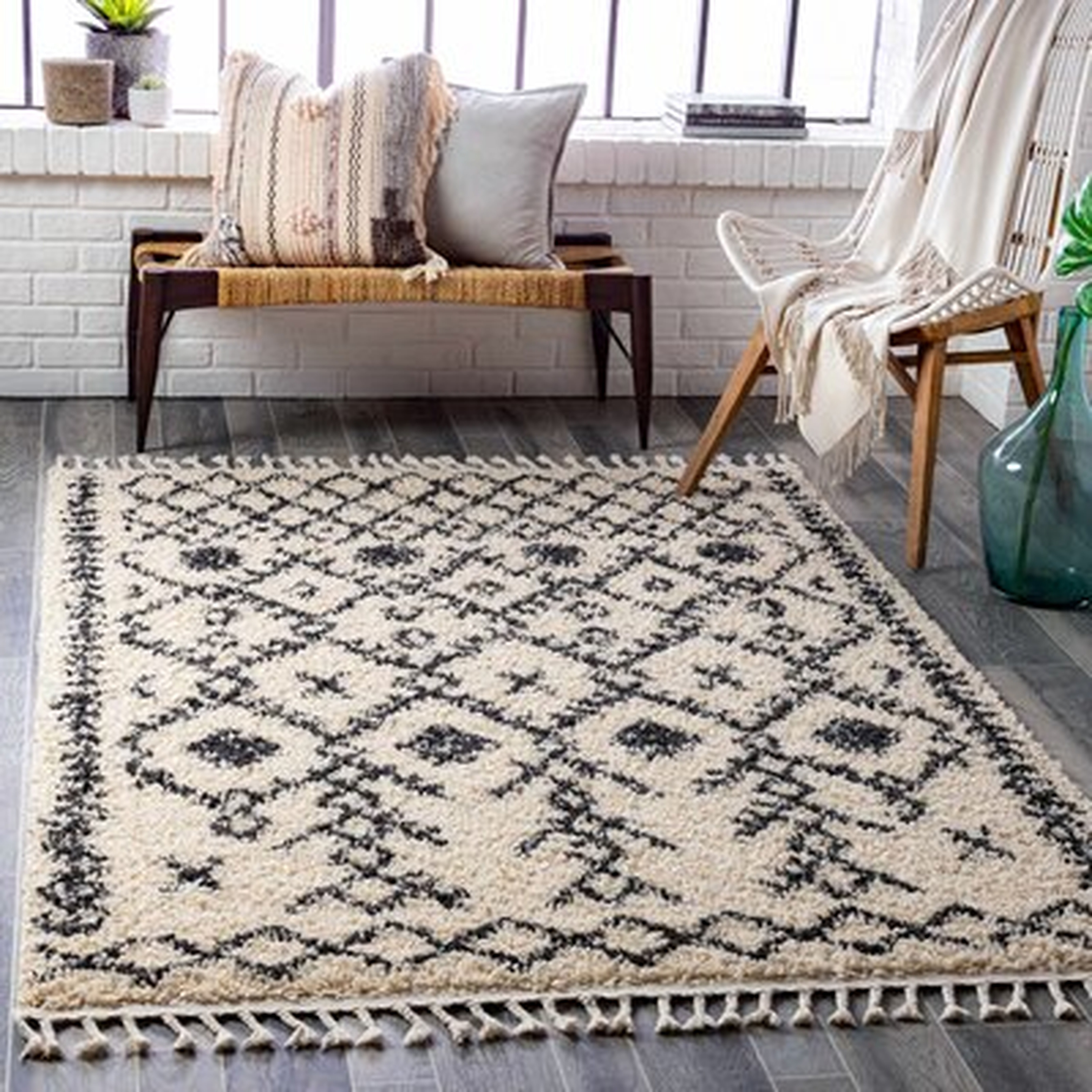 Adeen Shaggy Plush Southwestern Black, Beige Area Rug - Wayfair