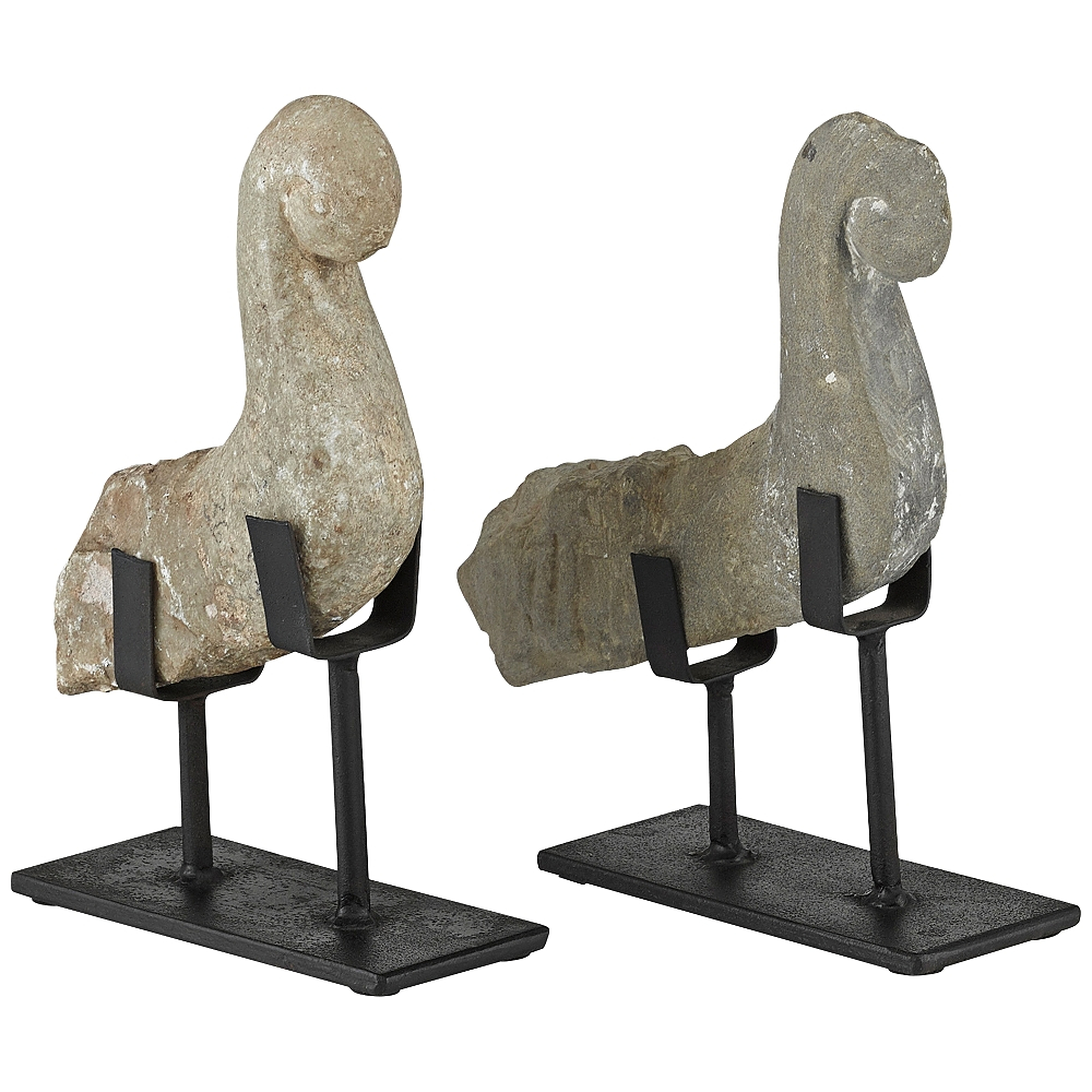 Magpie Natural and Black Bird Sculptures Set of 2 - Style # 88R68 - Lamps Plus