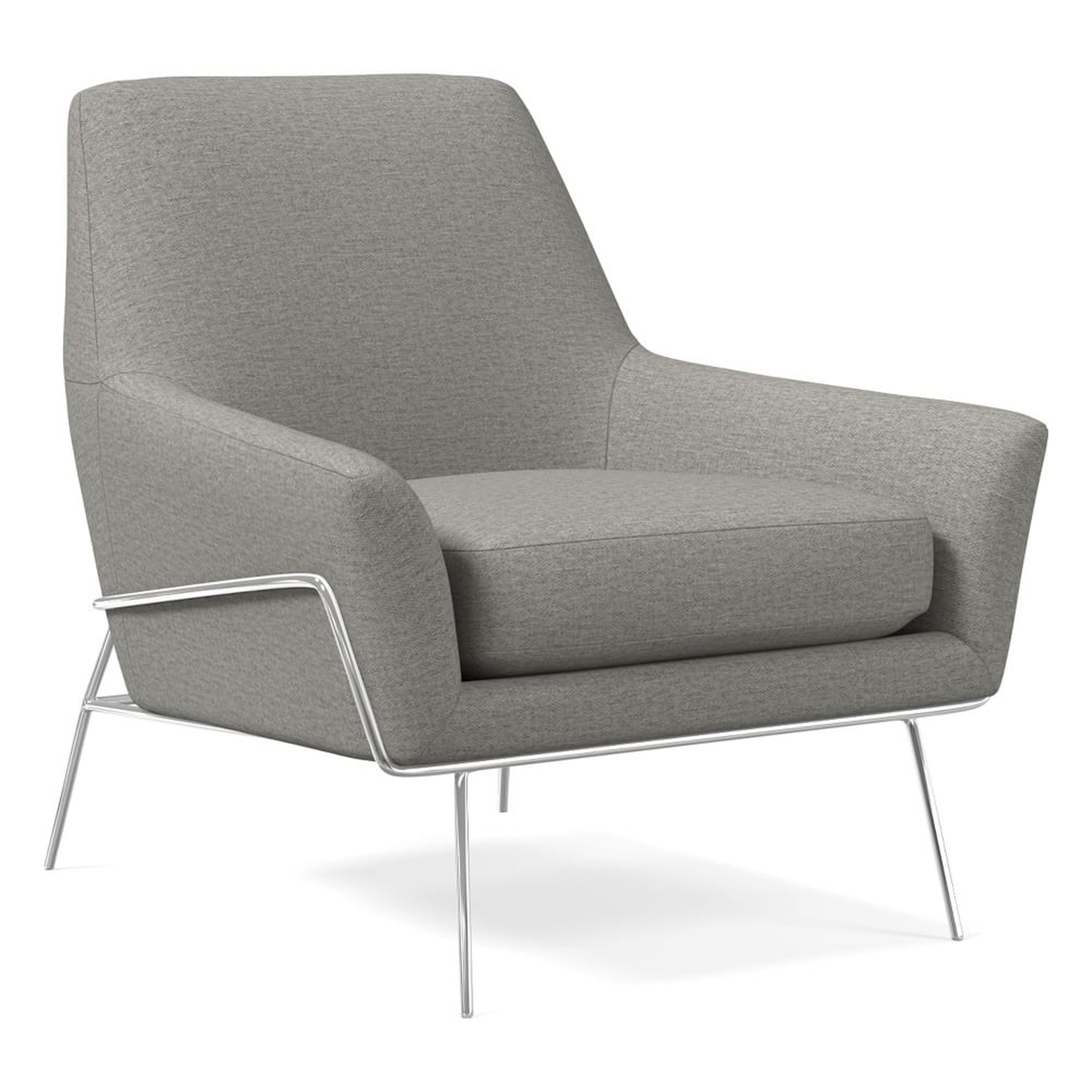 Lucas Wire Base Chair, Poly, Twill, Silver, Polished Nickel - West Elm