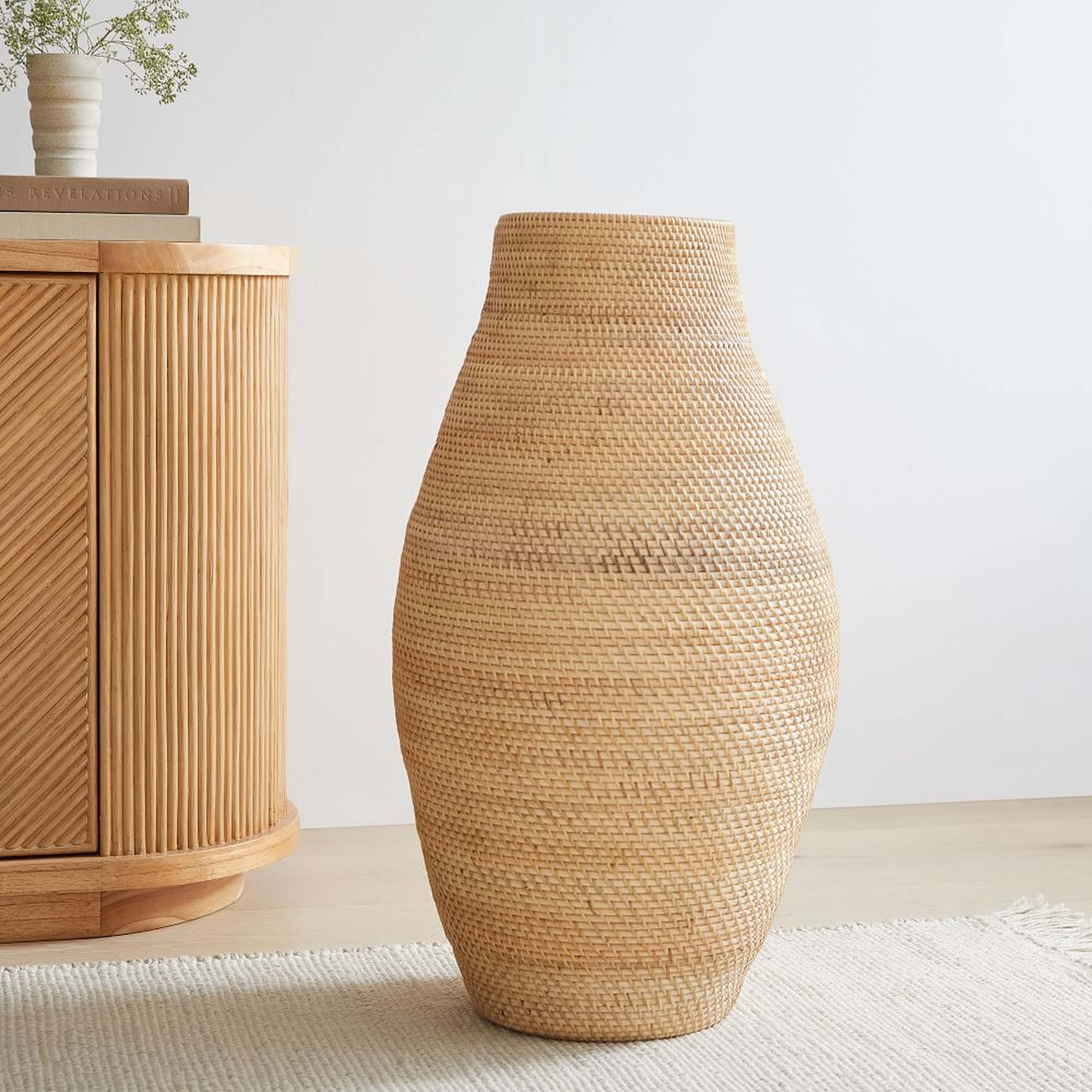 Merida Floor Vases, Medium Vase, Natural, Rattan, 29 Inches - West Elm