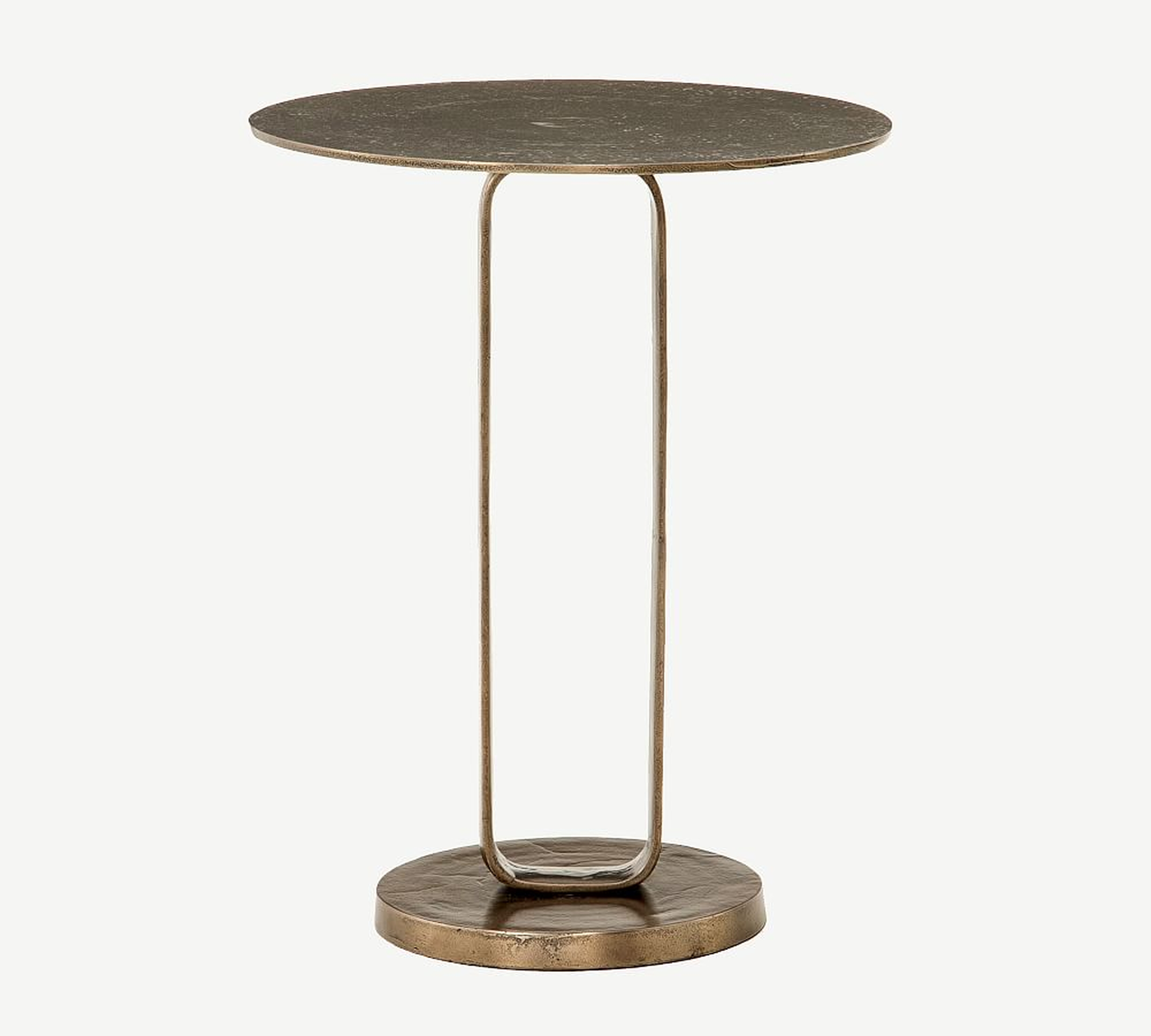 Charlesbourg 17.5" Round Metal End Table, Aged Bronze - Pottery Barn