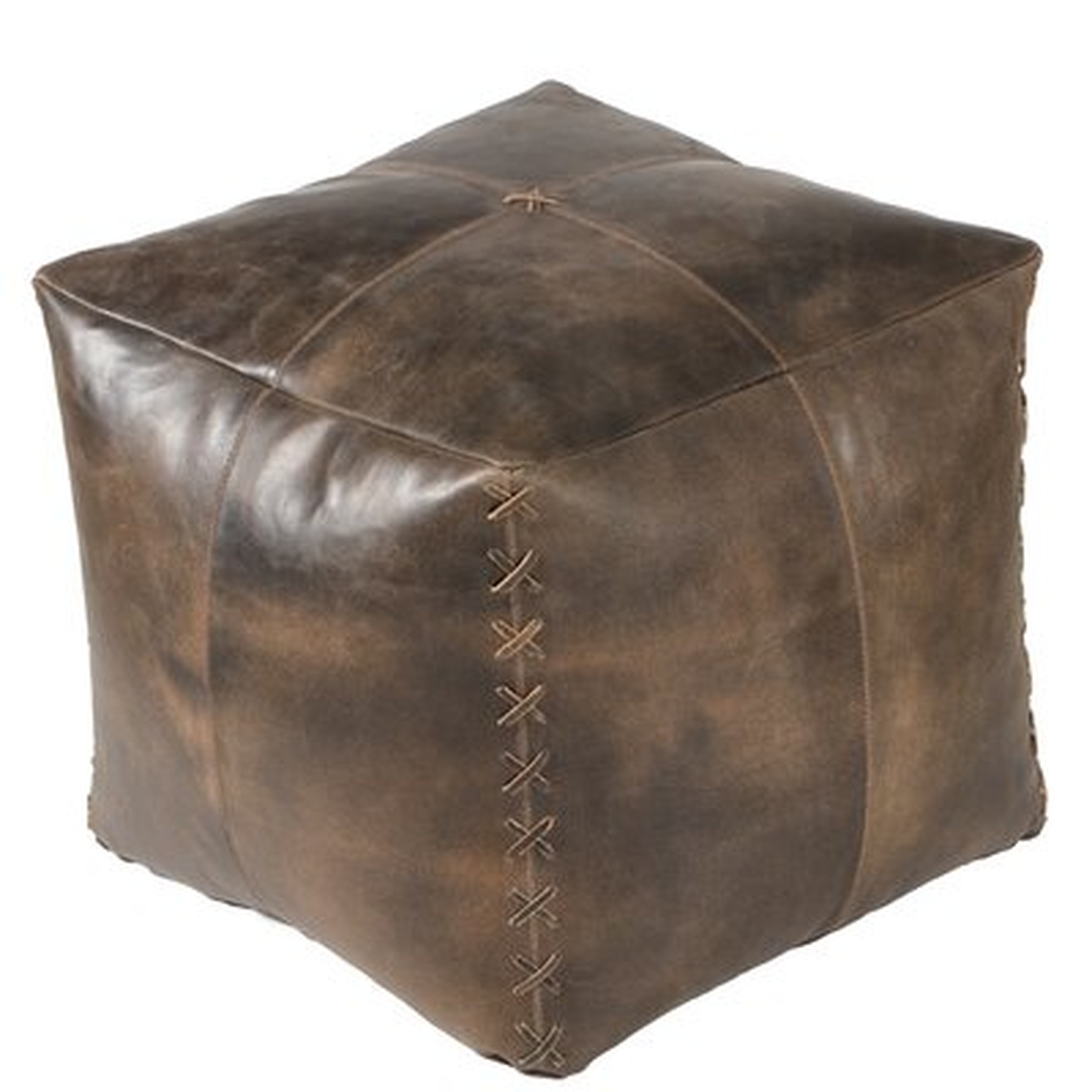 Cory 20" Genuine Leather Square Pouf Ottoman - AllModern