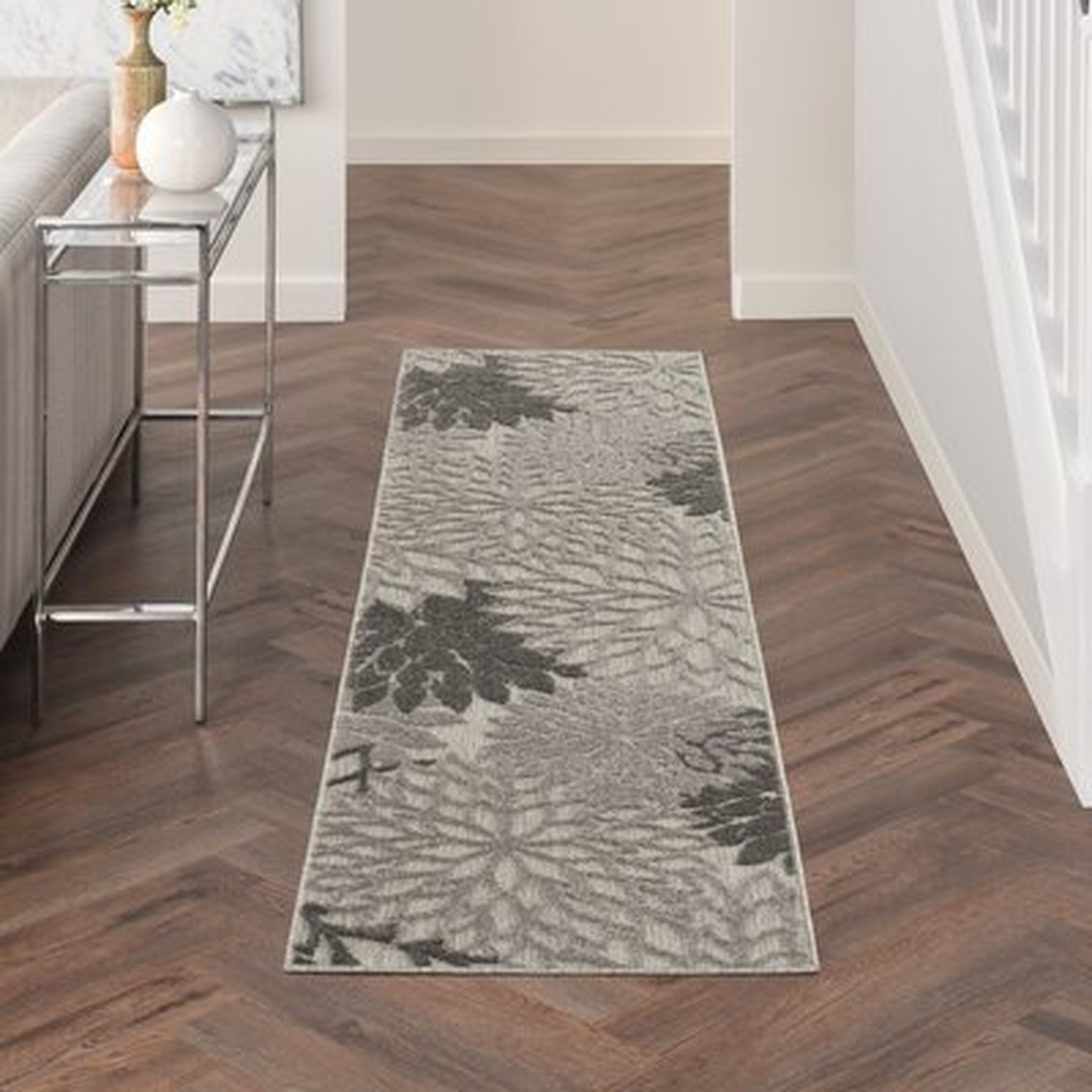 Rosas Floral Silver Gray/Ivory/Taupe Indoor / Outdoor Area Rug - Wayfair