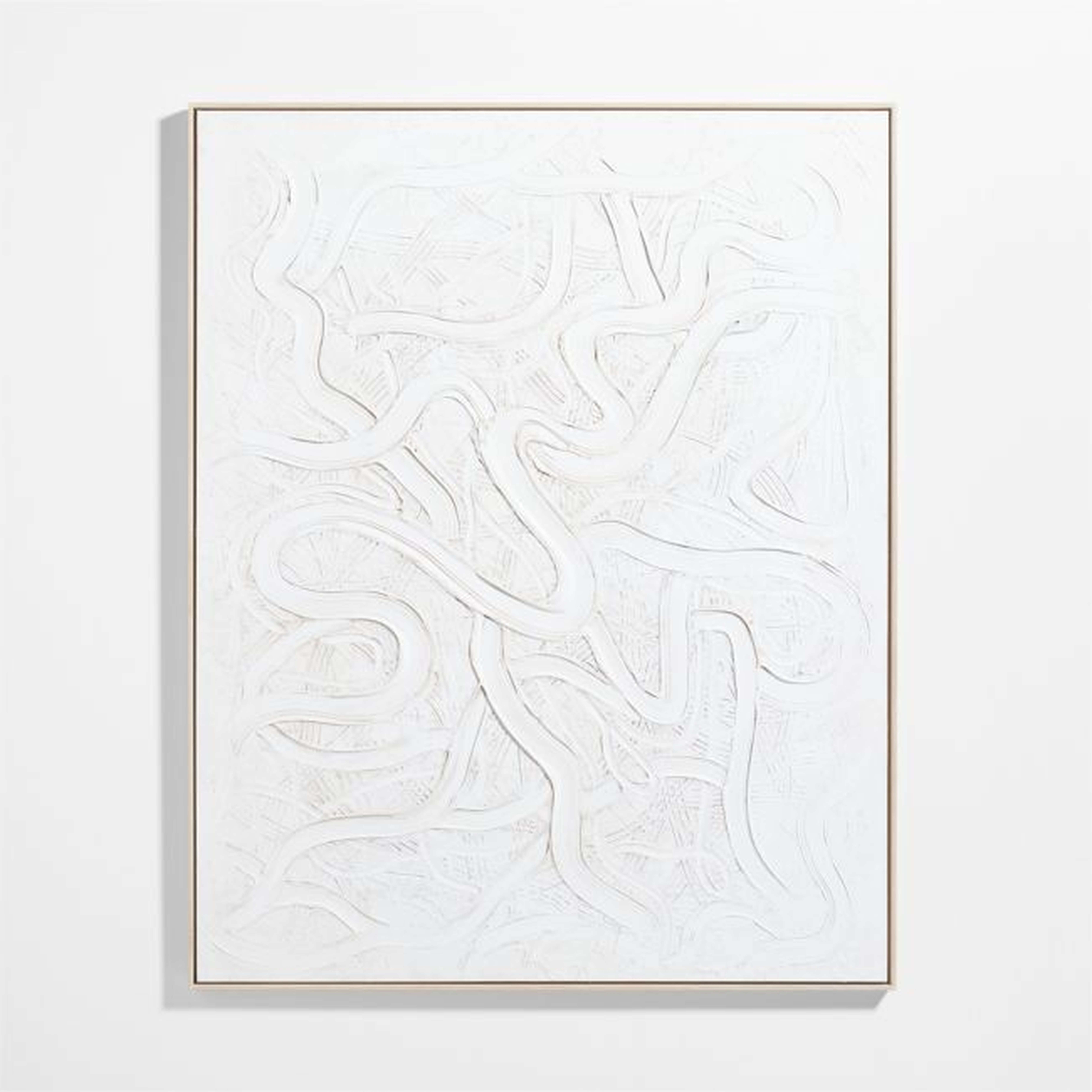 "Clear Conscience" Framed White Abstract Hand-Painted Wall Art 70"x56" by Joe Turner - Crate and Barrel
