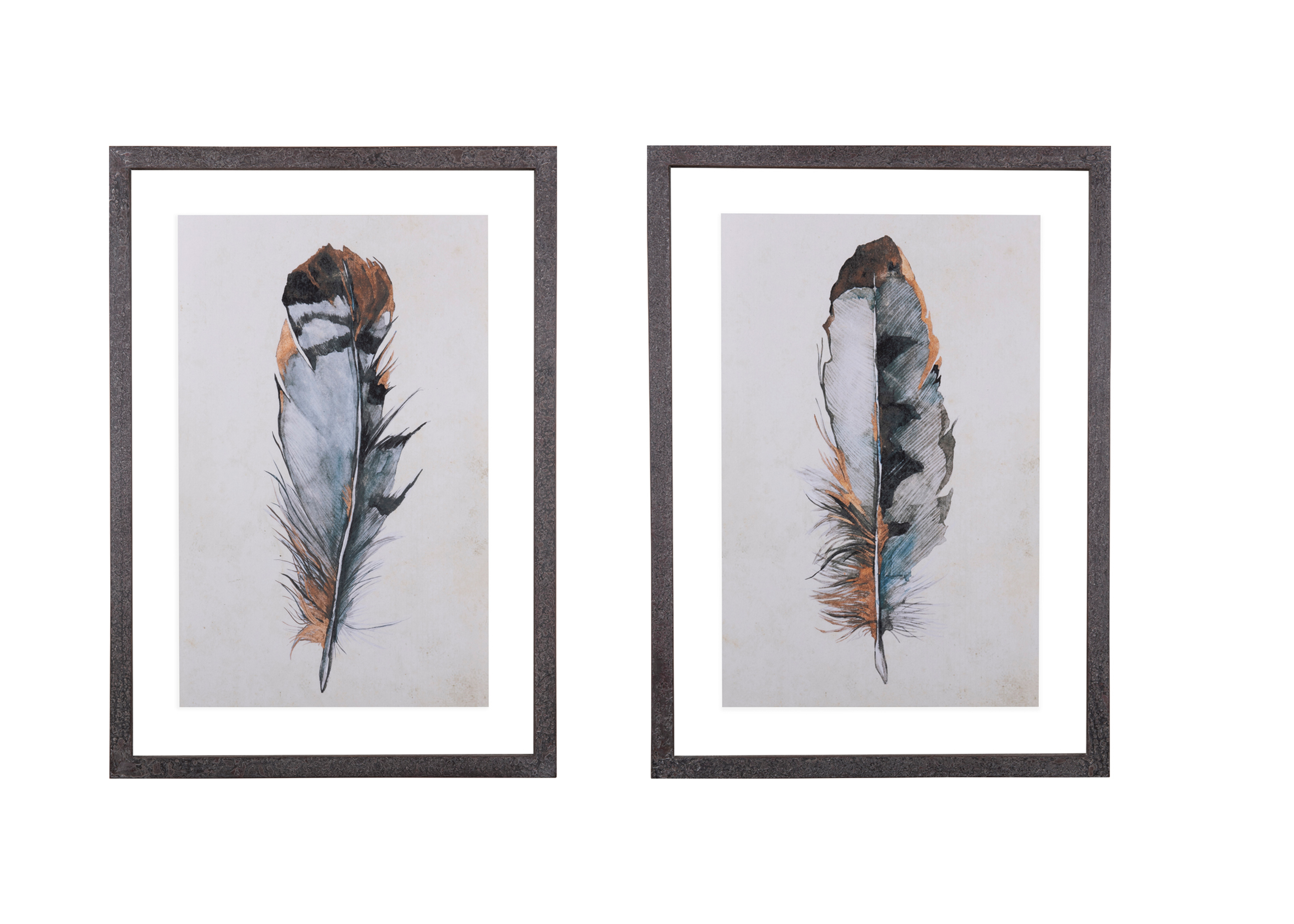 Wood Framed Wall Décor with Feathers (Set of 2 Designs) - Nomad Home