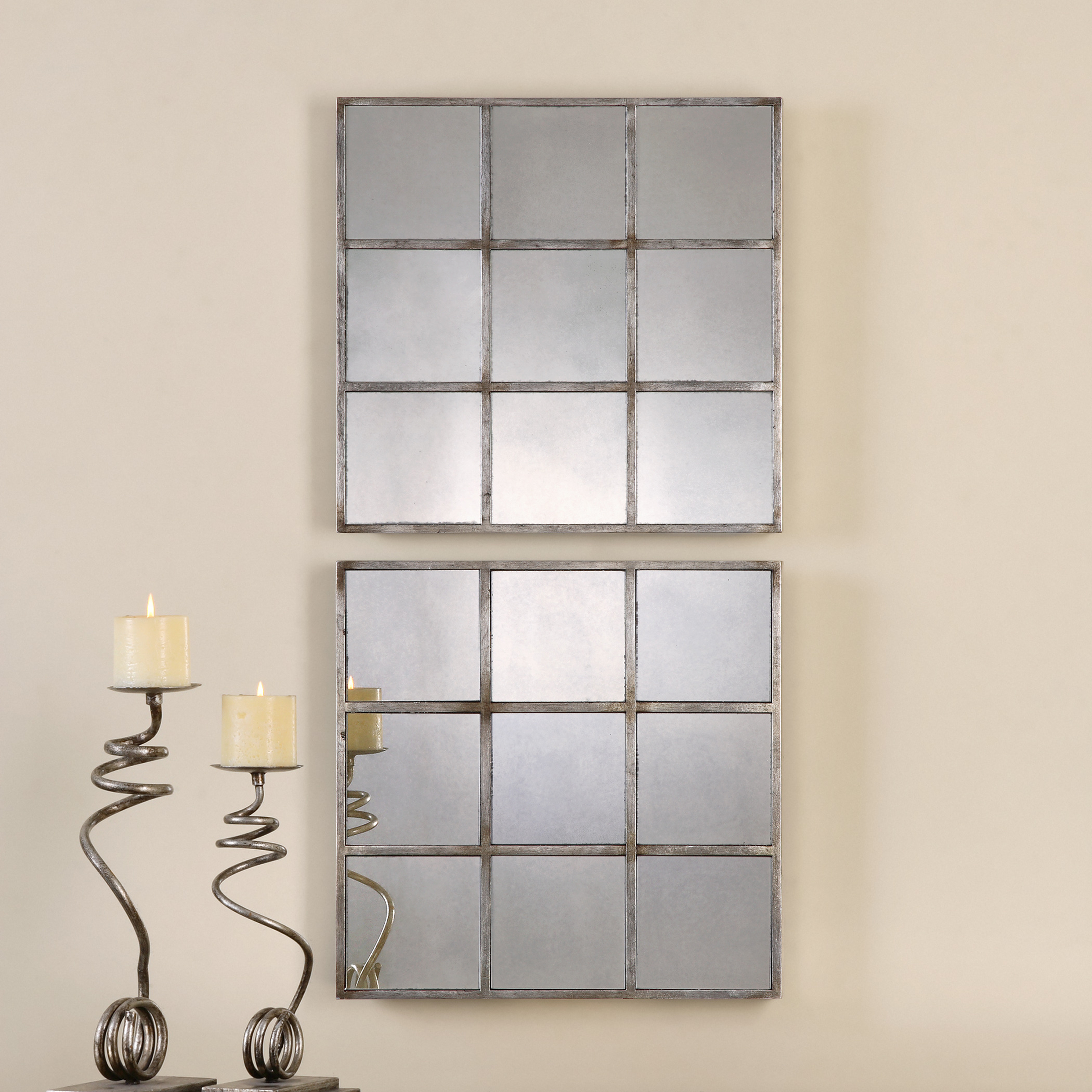 Derowen Squares Antique Mirrors S/2 - Hudsonhill Foundry