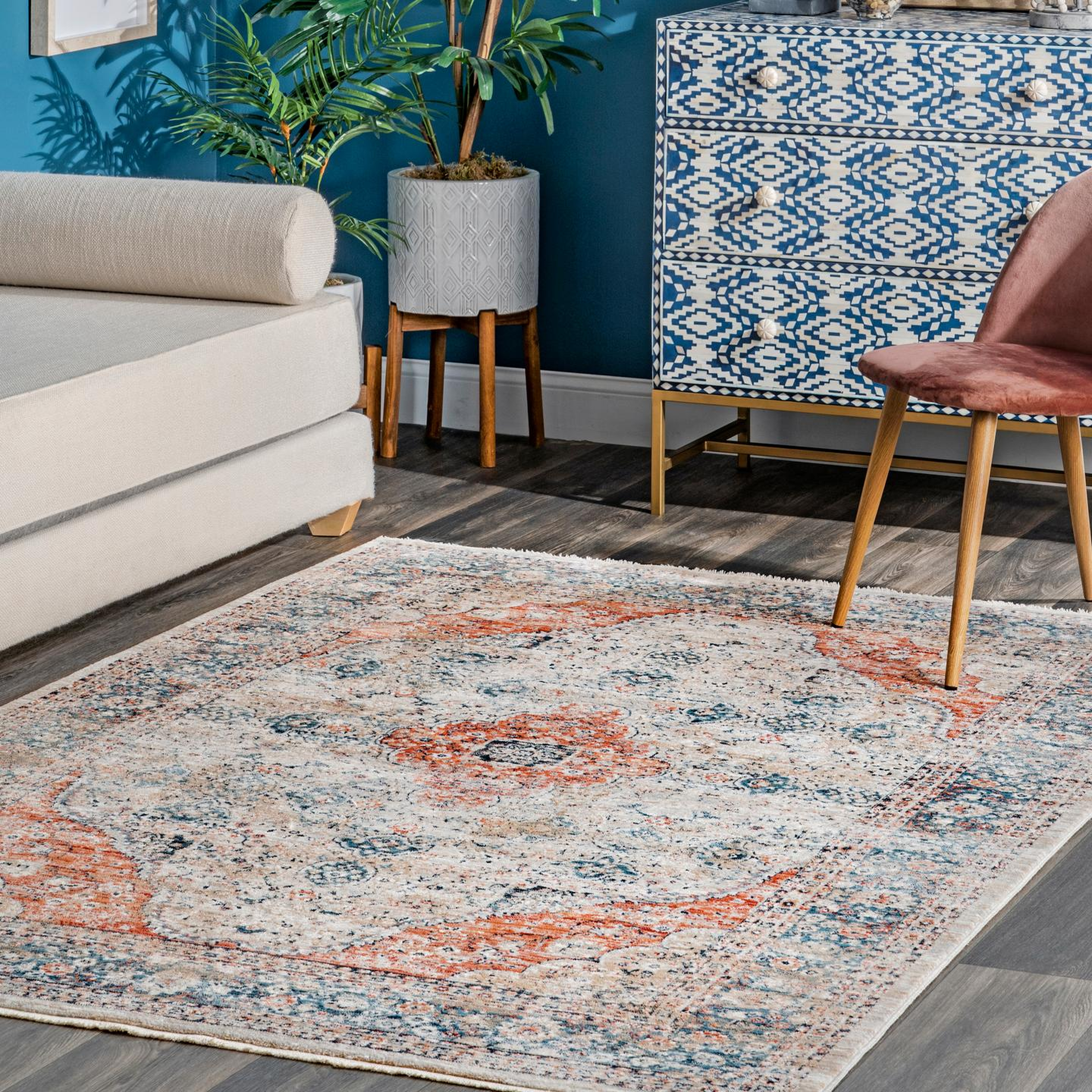 Corinne Herati Medallion Area Rug - nuloom