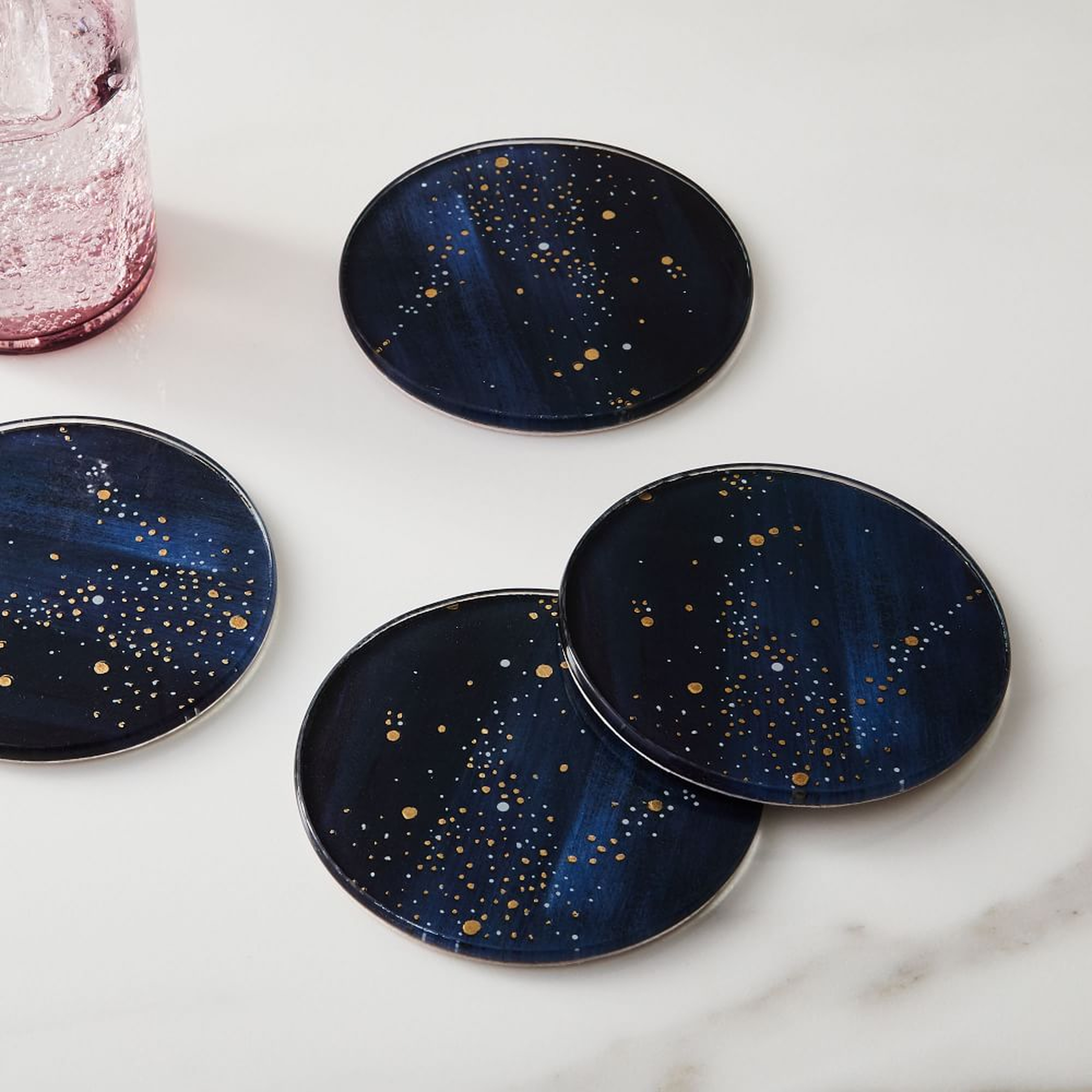 Bejeweled Coasters, Set of 4, Midnight + Gold - West Elm