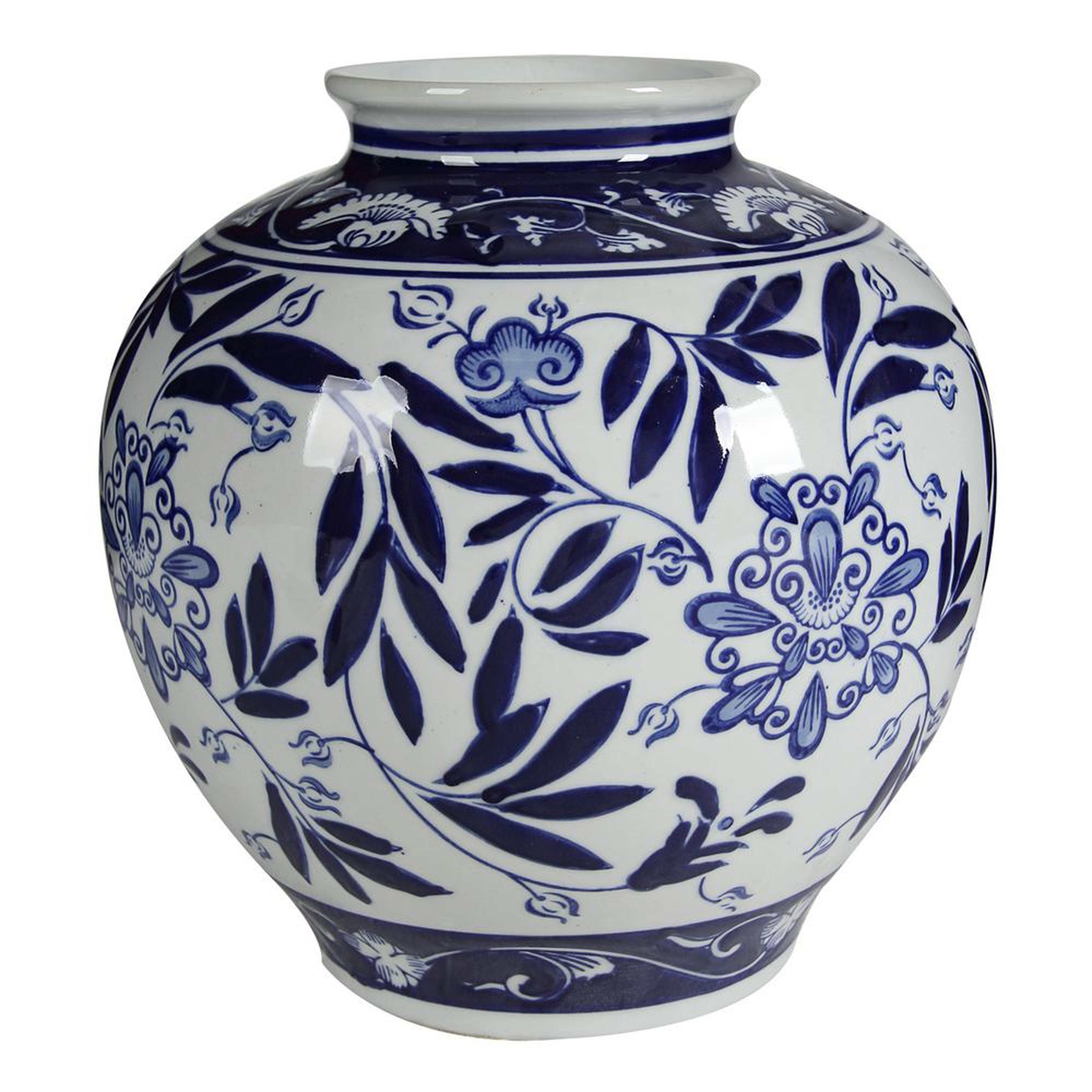 A & B Home Aline Gloss Blue and White Vase, Gloss Blue/ White - Home Depot