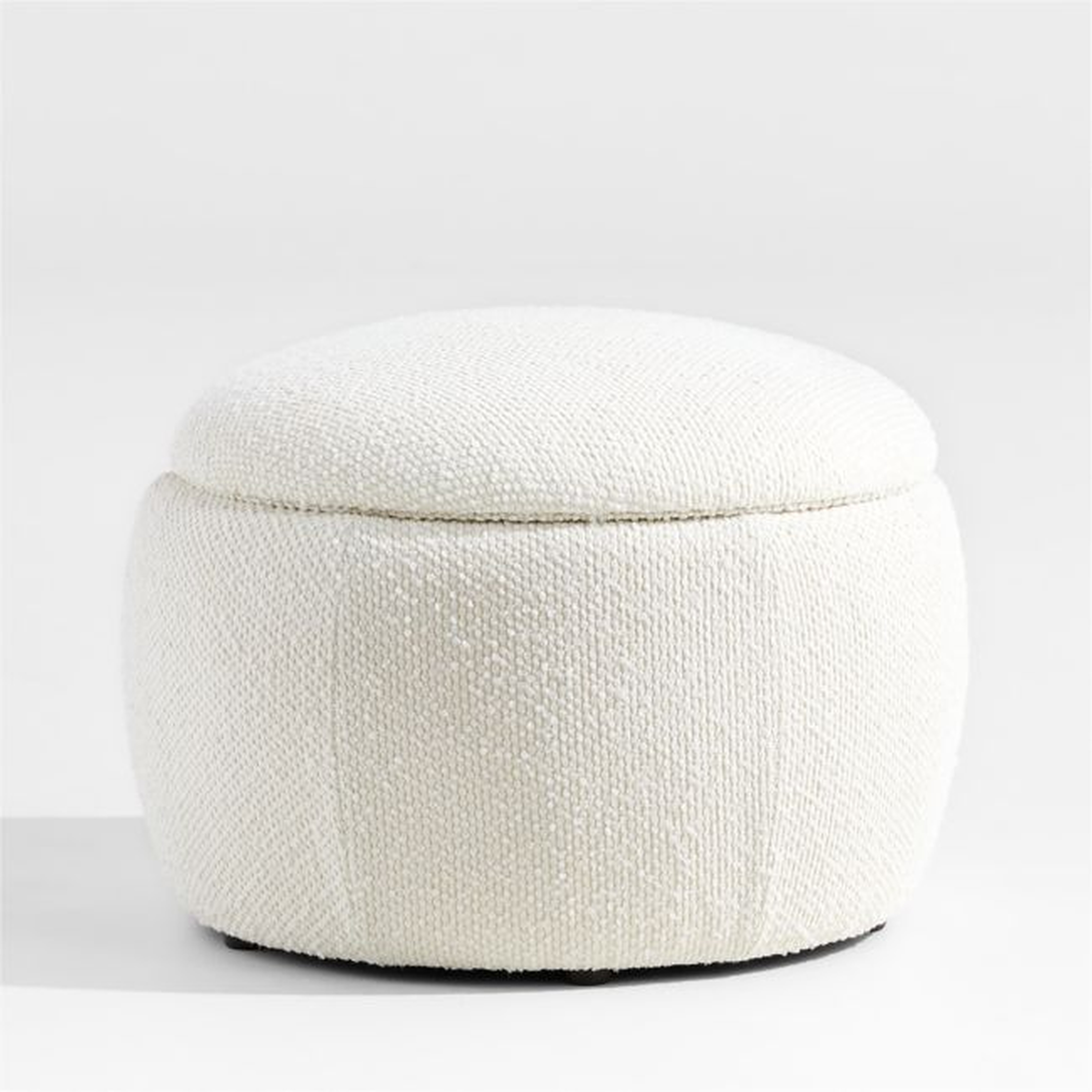 Pollie White Snow Boucle Round Storage Nursery Ottoman - Crate & Kids