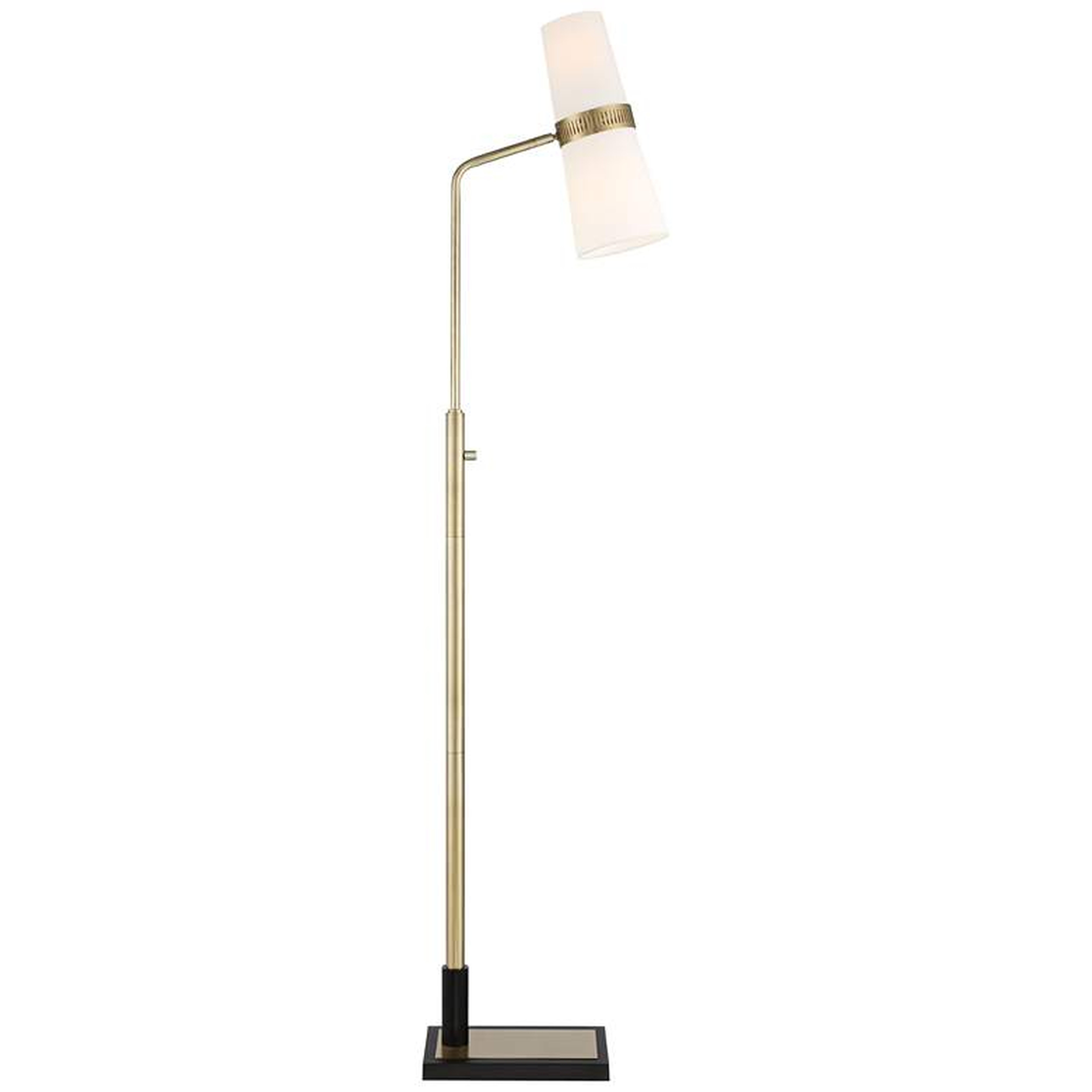 Possini Euro Cartwright Antique Brass & Black Chairside Arc Floor Lamp - Lamps Plus