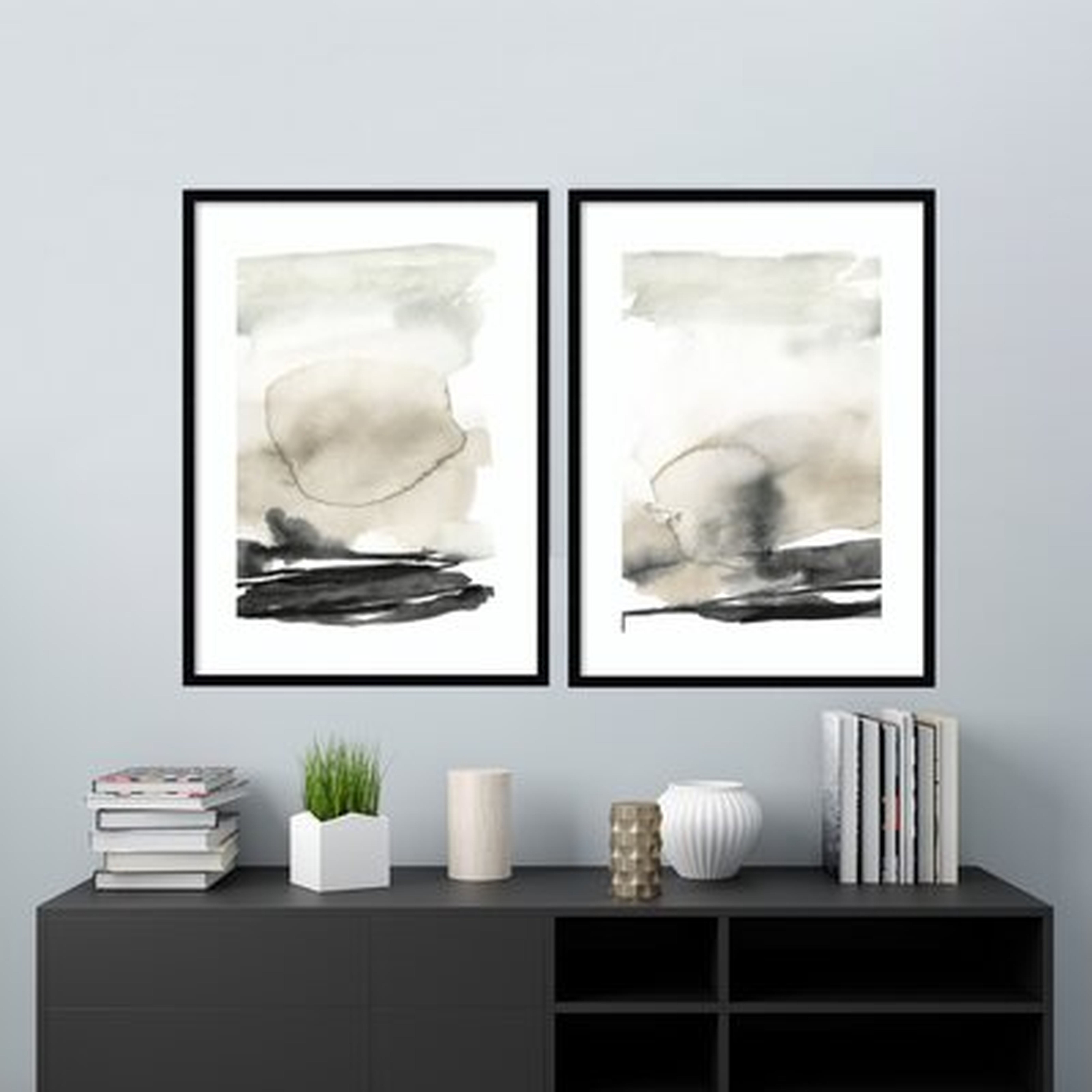 Framed Art Print 'Ebony Horizon Triptych  - Set Of 2' By Jennifer Goldberger - AllModern