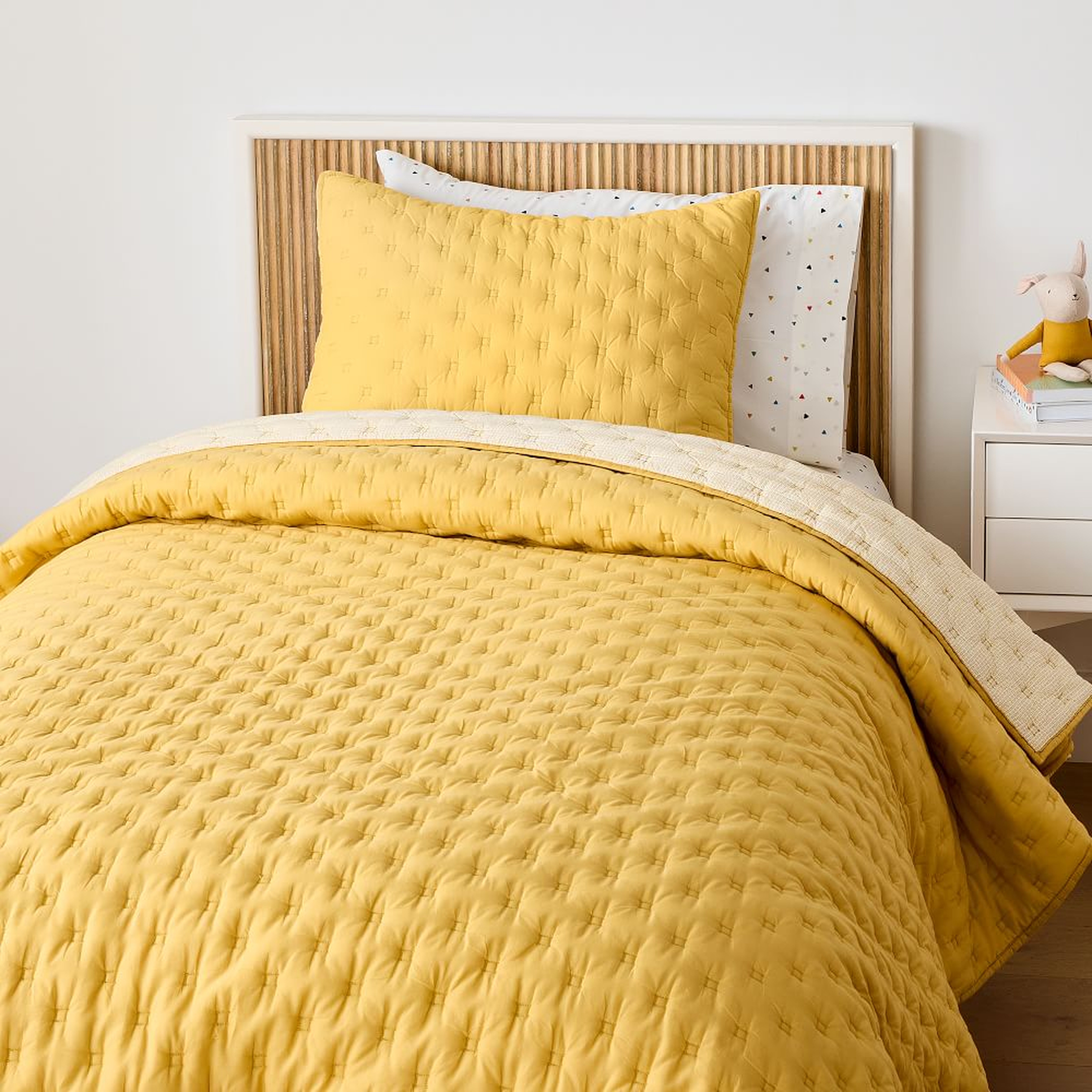 Square Stitch Quilt, Twin, Yellow, WE Kids - West Elm