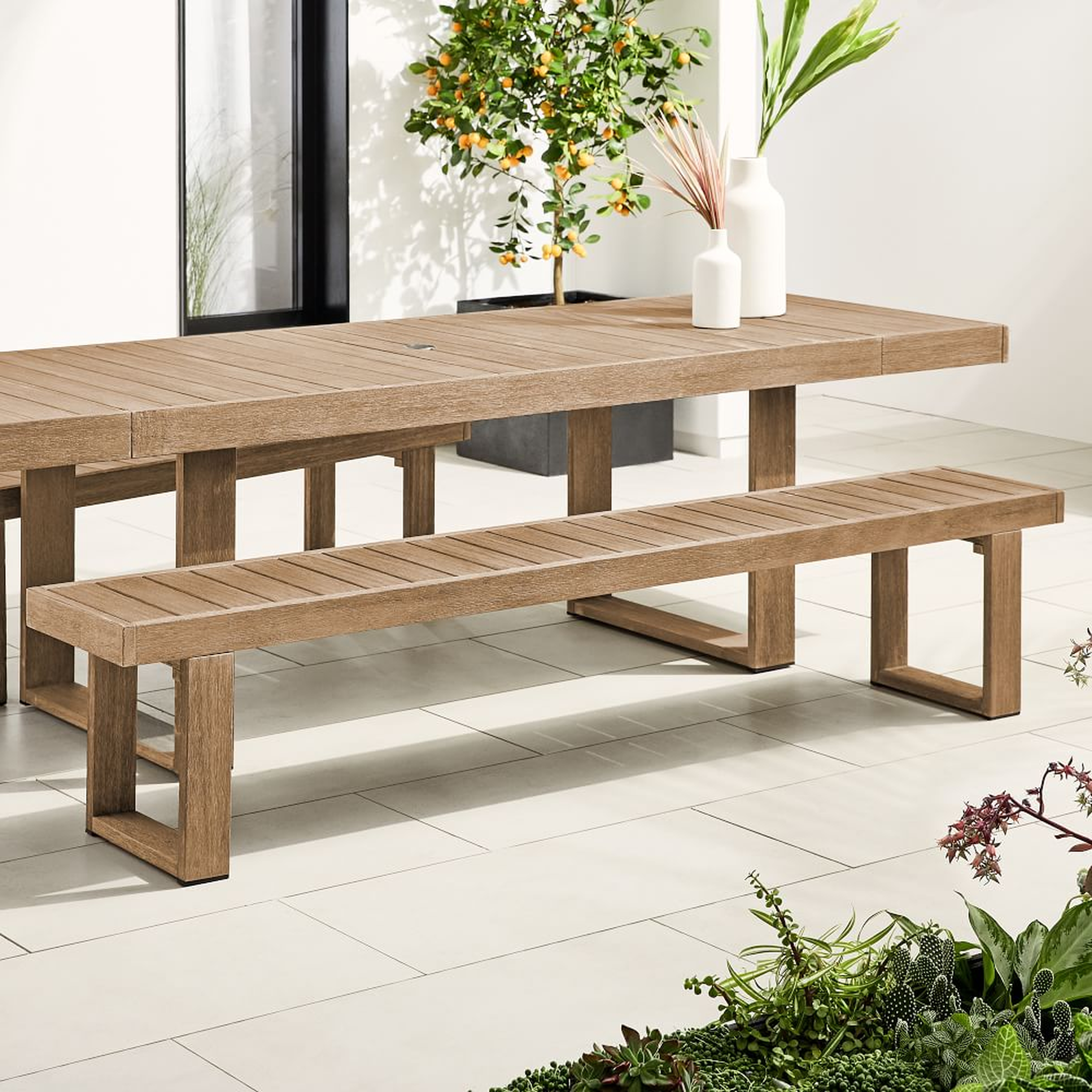 Portside Outdoor Dining Bench, 88.5", Driftwood - West Elm