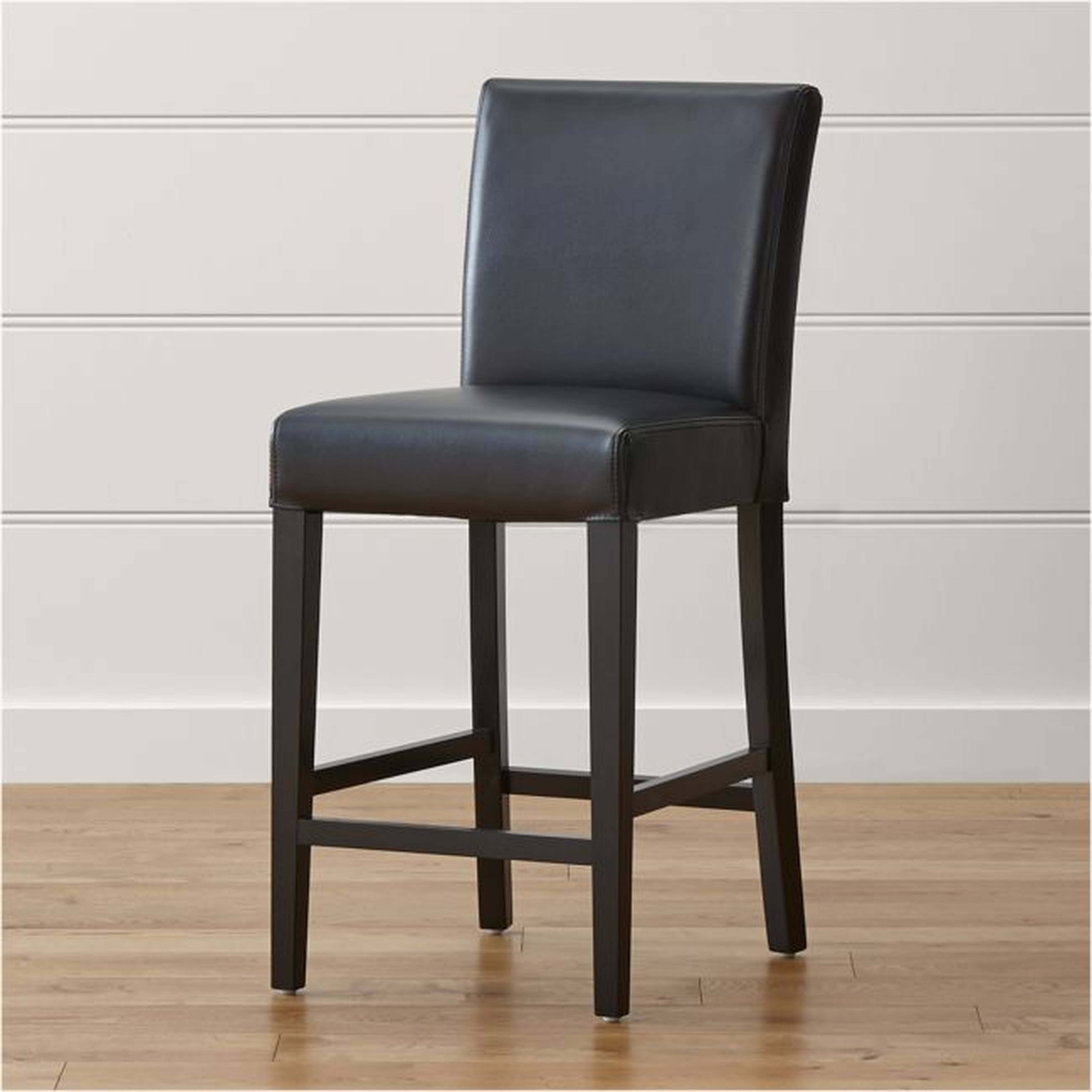 Lowe Onyx Leather Counter Stool - Crate and Barrel
