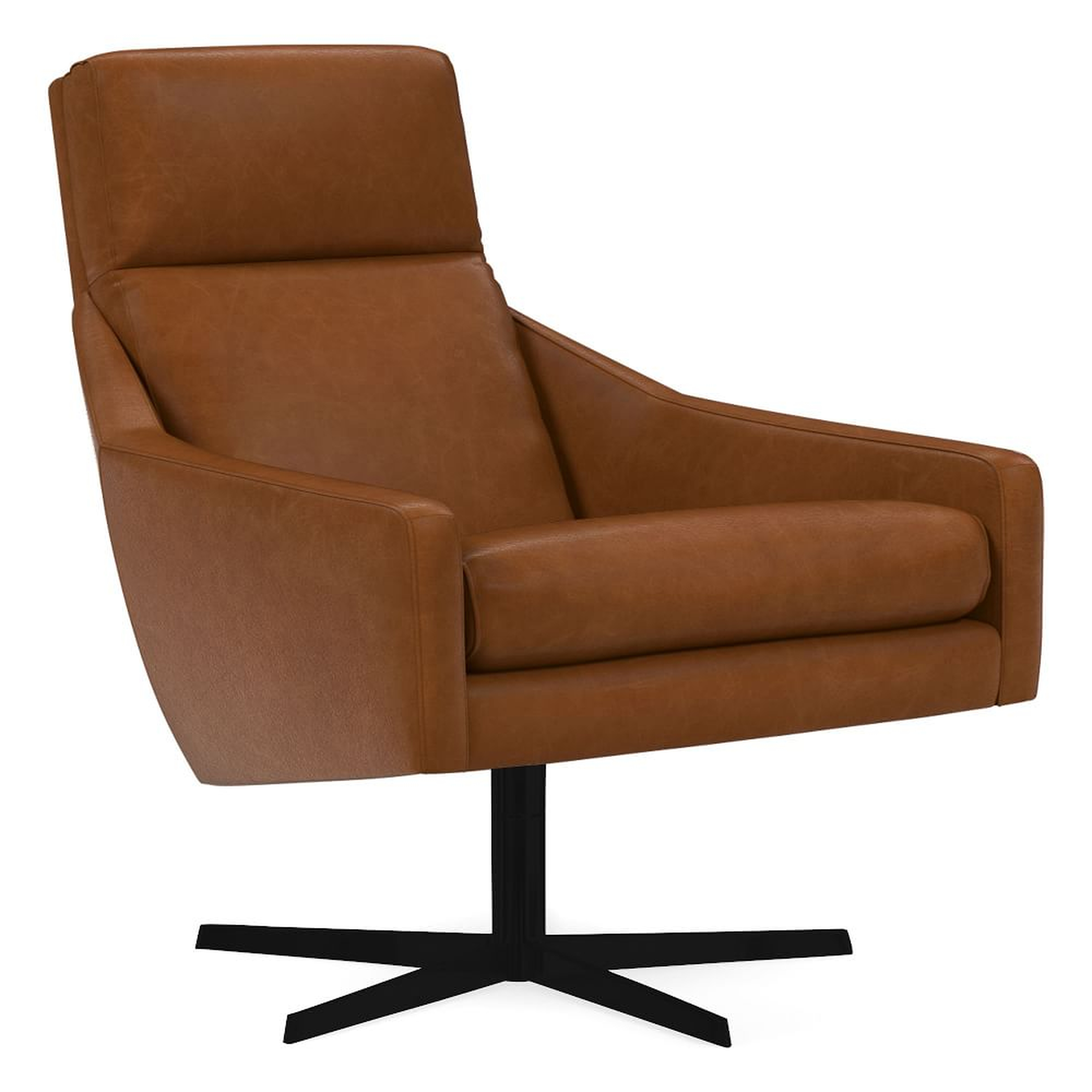 Austin Swivel Chair, Poly, Ludlow Leather, Mace, Dark Bronze - West Elm