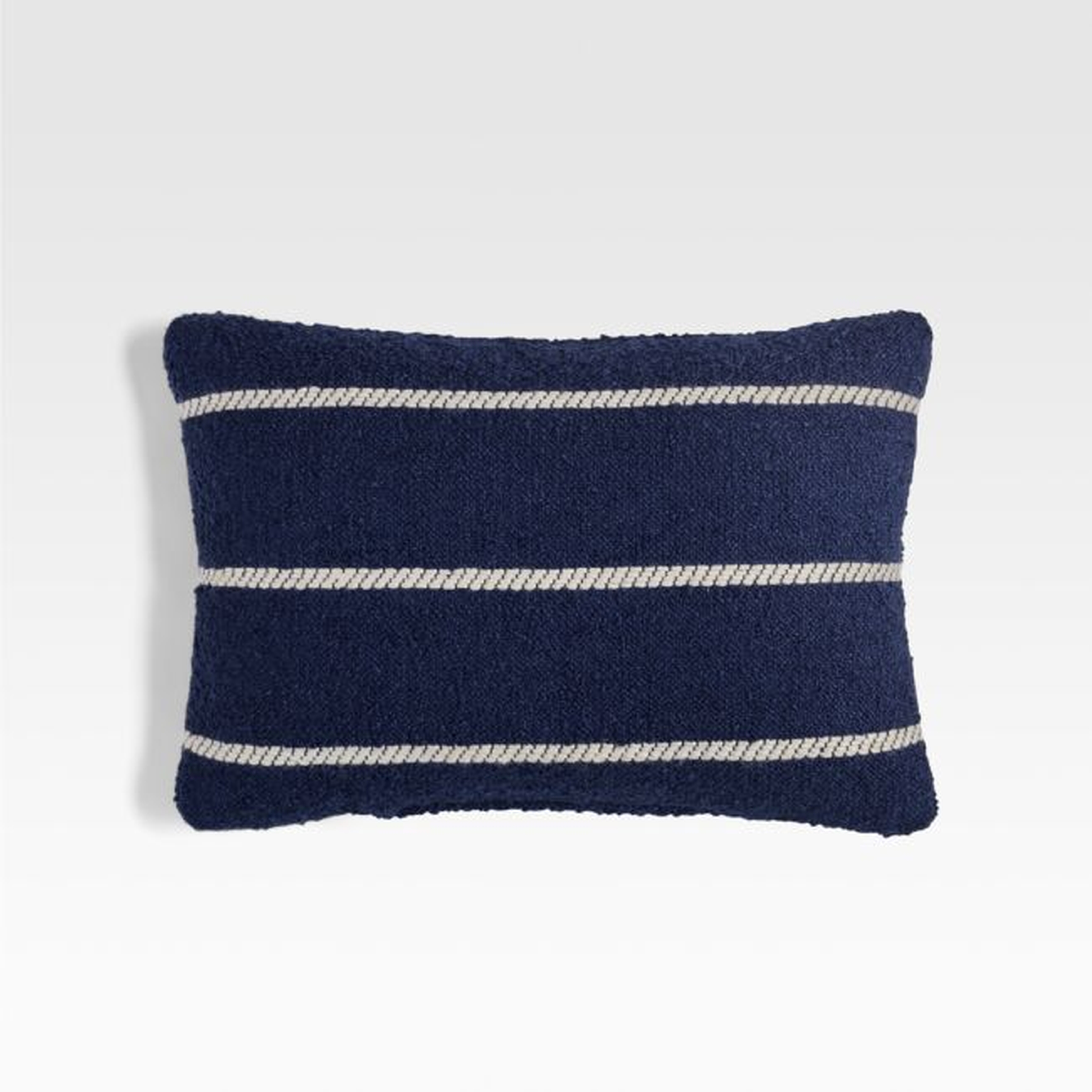 Adia 20"x13" Striped Blue Outdoor Lumbar Pillow - Crate and Barrel
