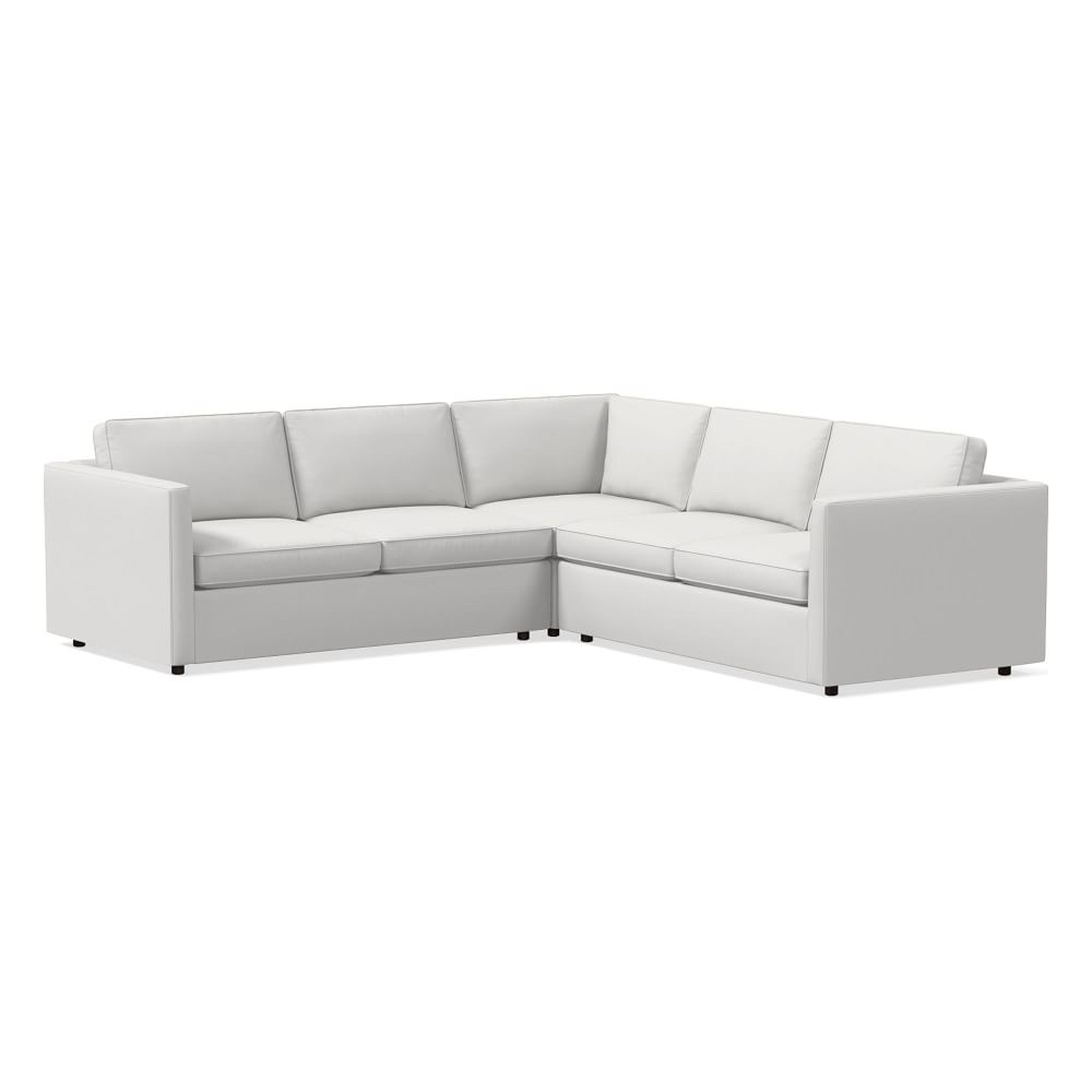 Harris 105" Multi Seat 3-Piece L-Shaped Sectional, Standard Depth, Performance Washed Canvas, White - West Elm