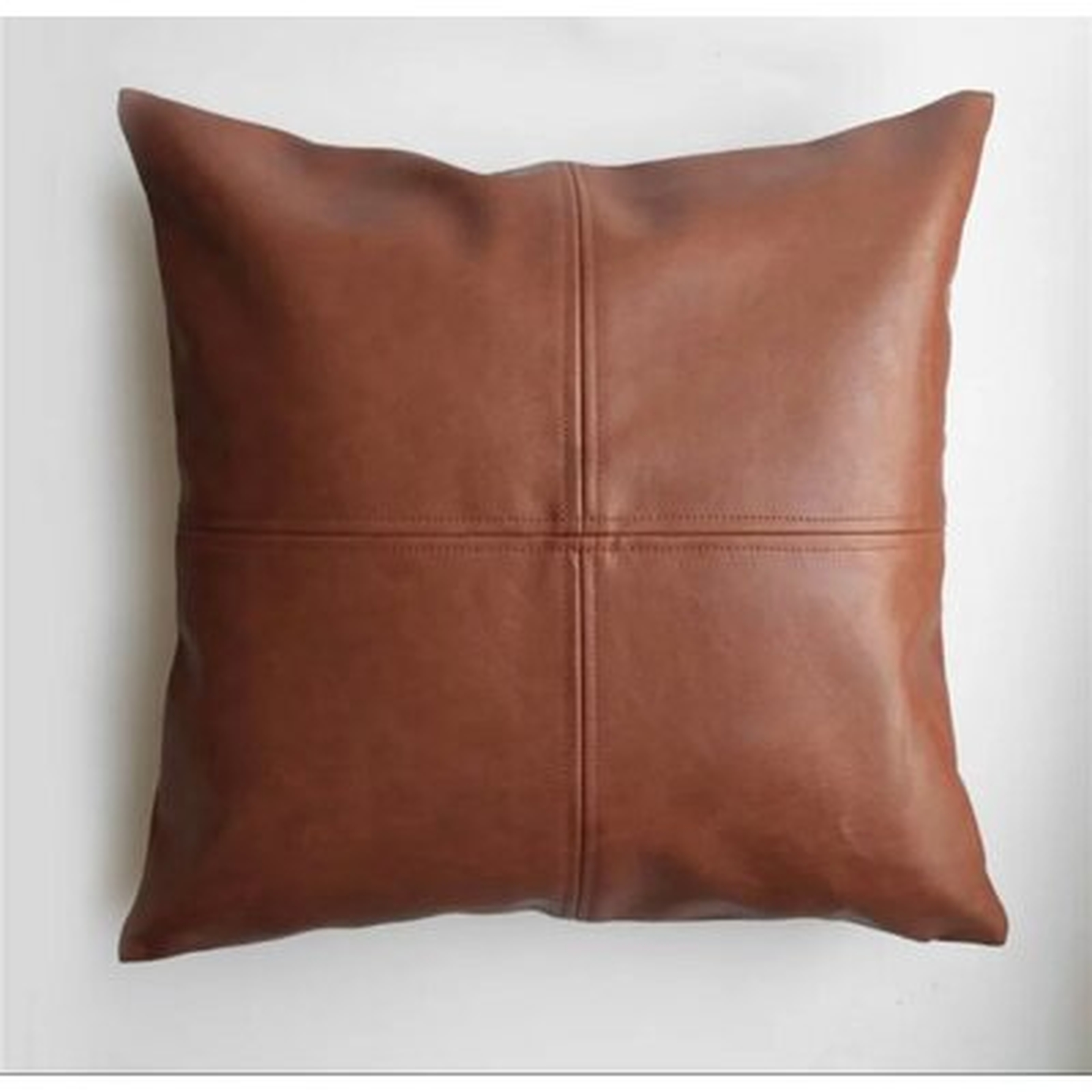 Quad Stitched Faux Leather Throw Pillow Cover, 18x18 Inches - Wayfair