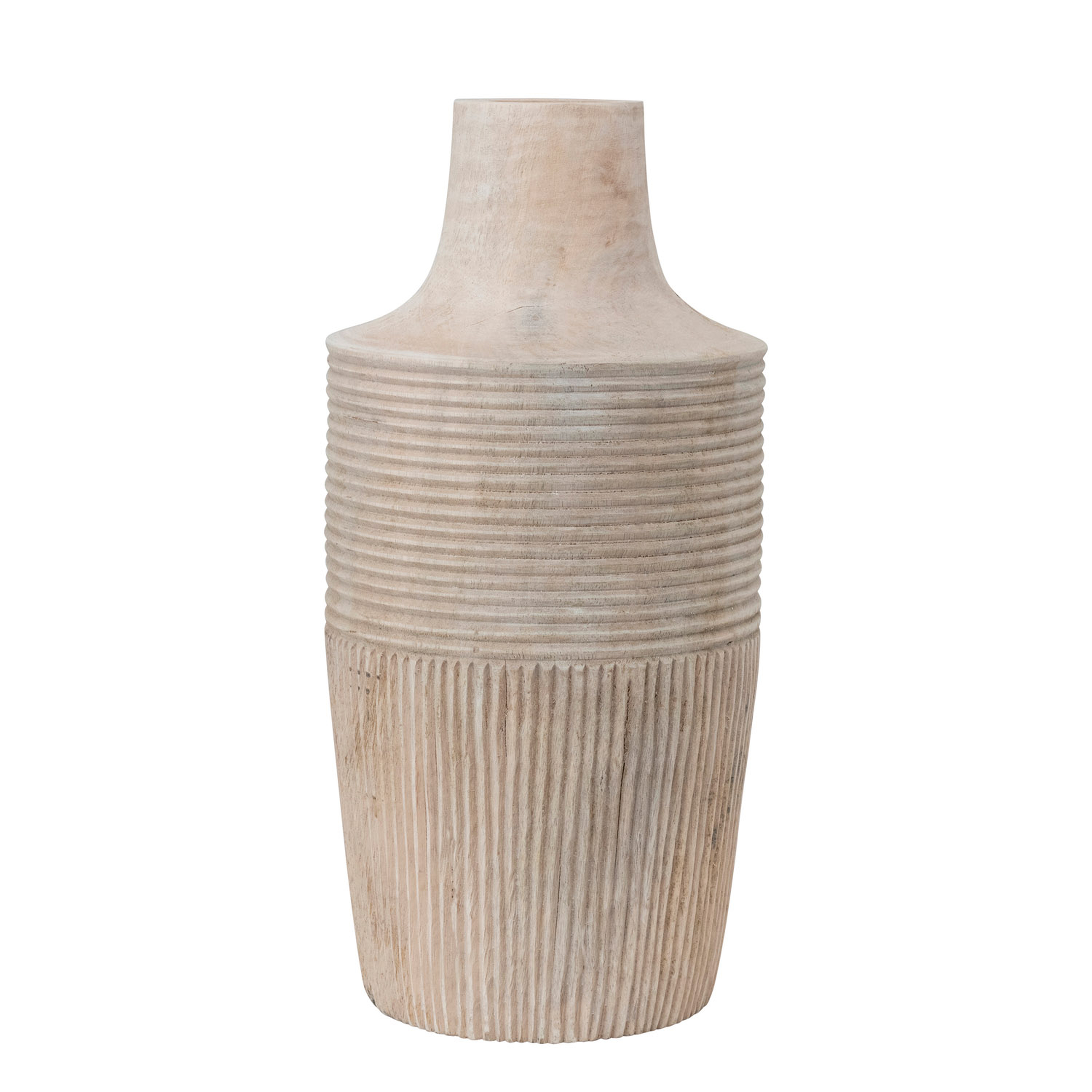 Decorative Hand-Carved Mango Wood Vase - Moss & Wilder