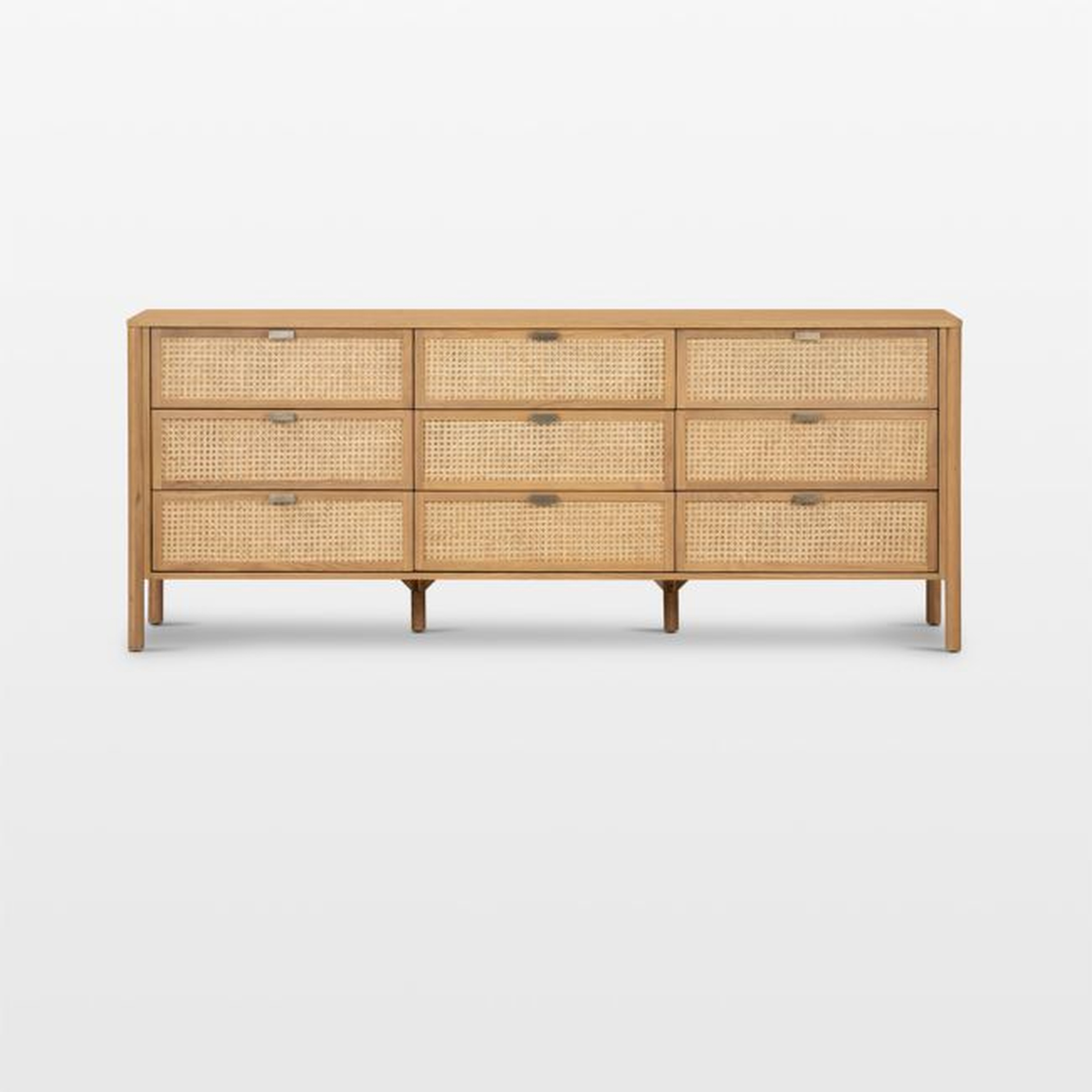 Tisdell Cane and Khaki Oak Wood 9-Drawer Dresser - Crate and Barrel