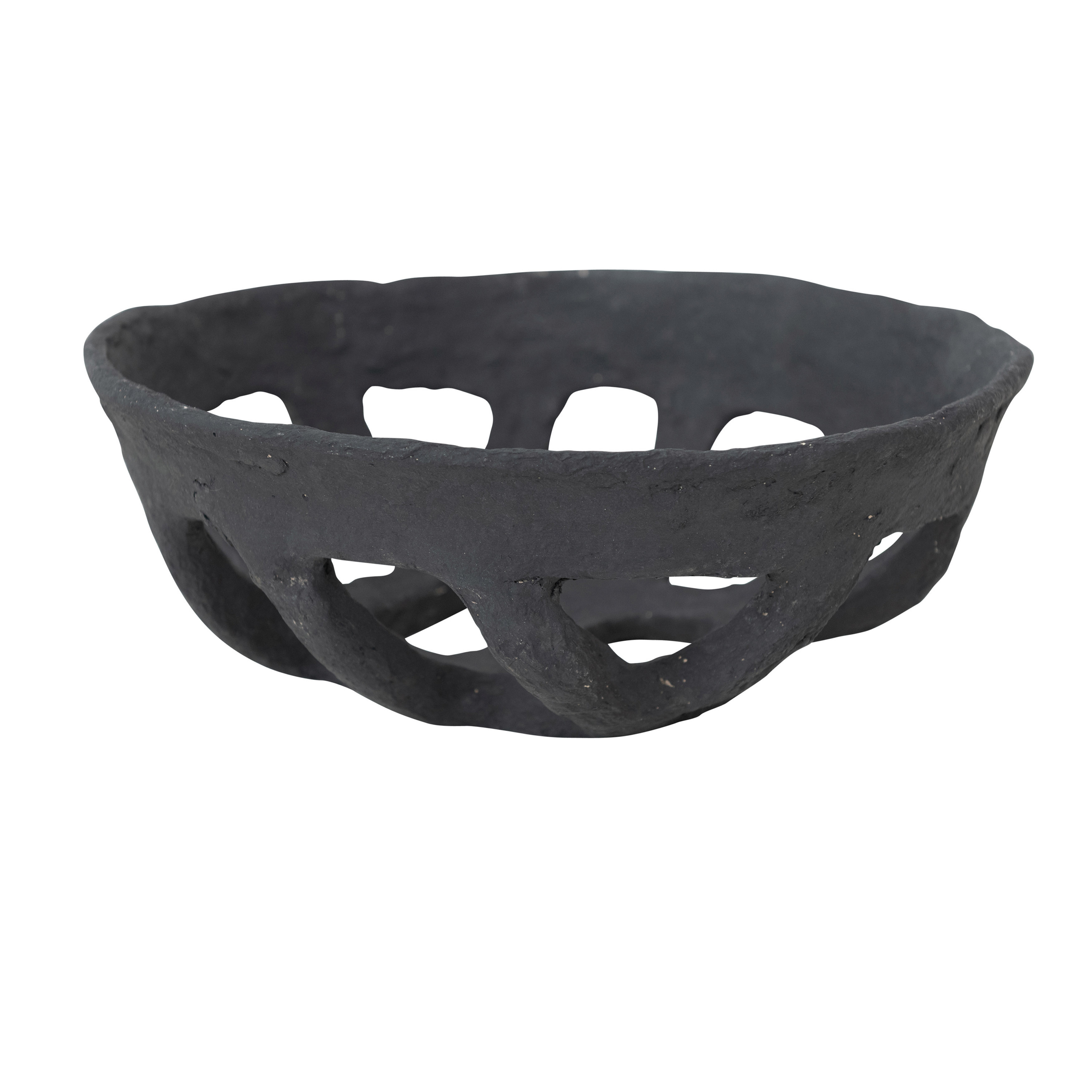  Decorative Handmade Paper Mache Basket, Black - Creative Co-Op