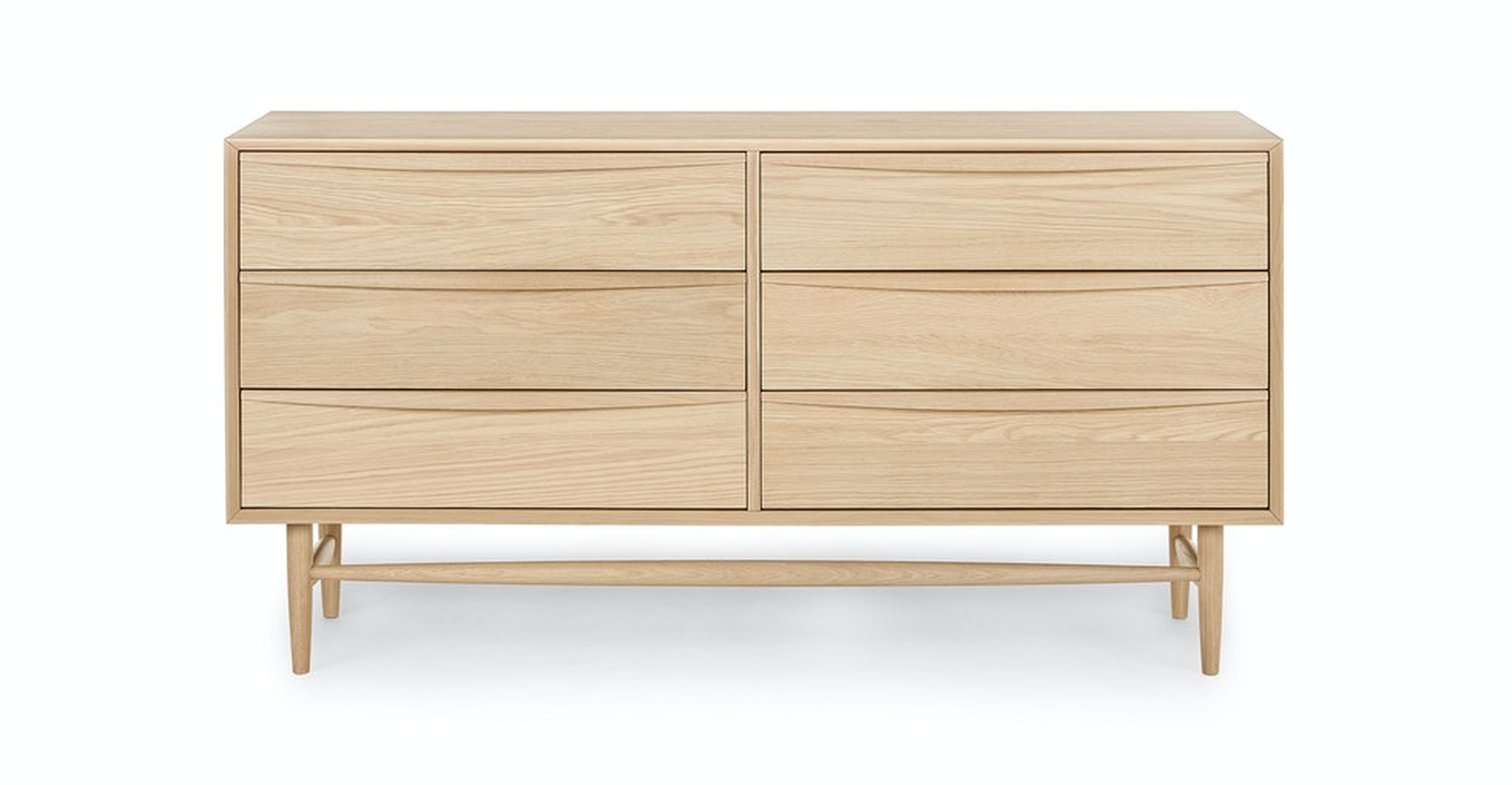 Lenia White Oak 6-Drawer Double Dresser - Article