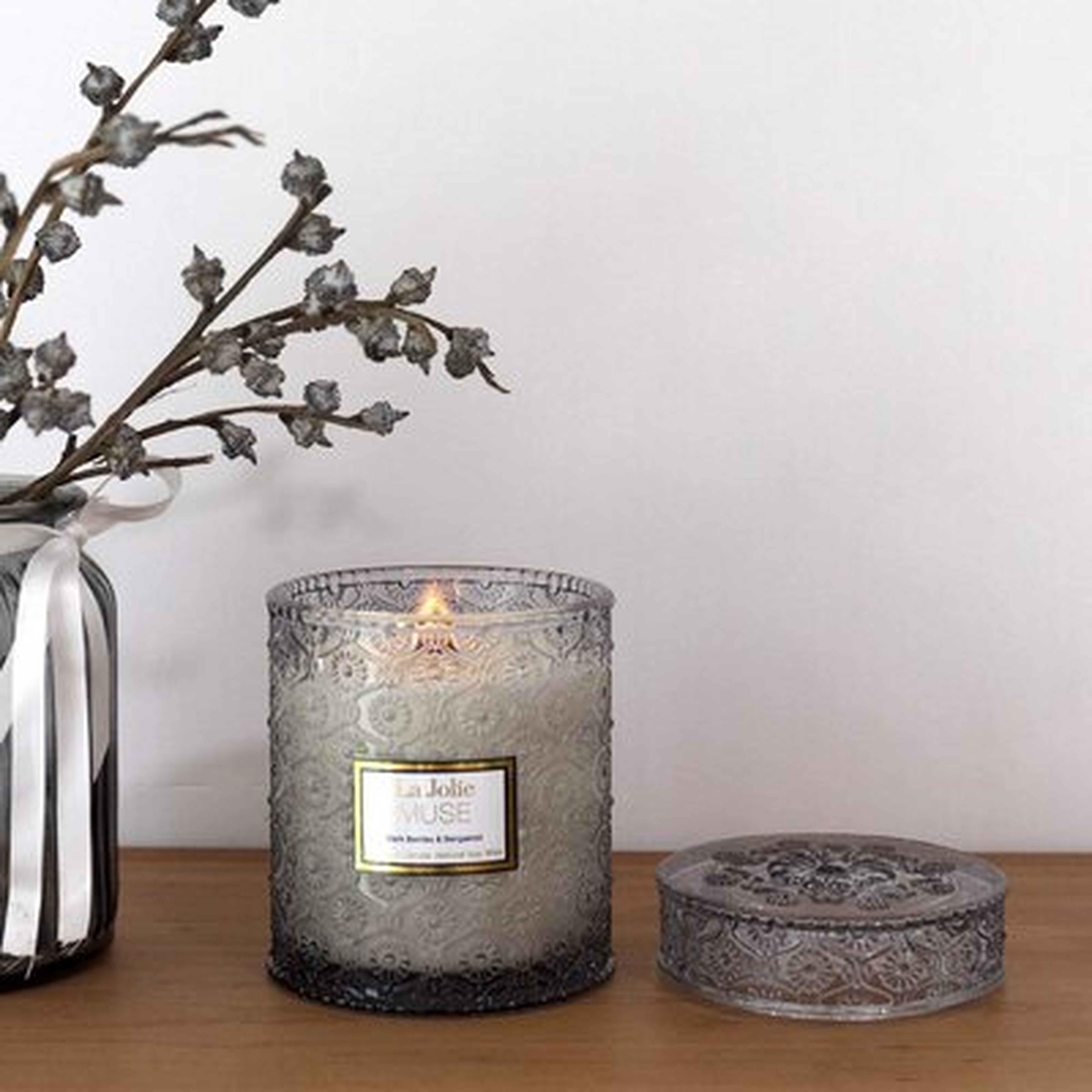 Dark Berries & Bergamot Scented Glass Jar Candle - Wayfair