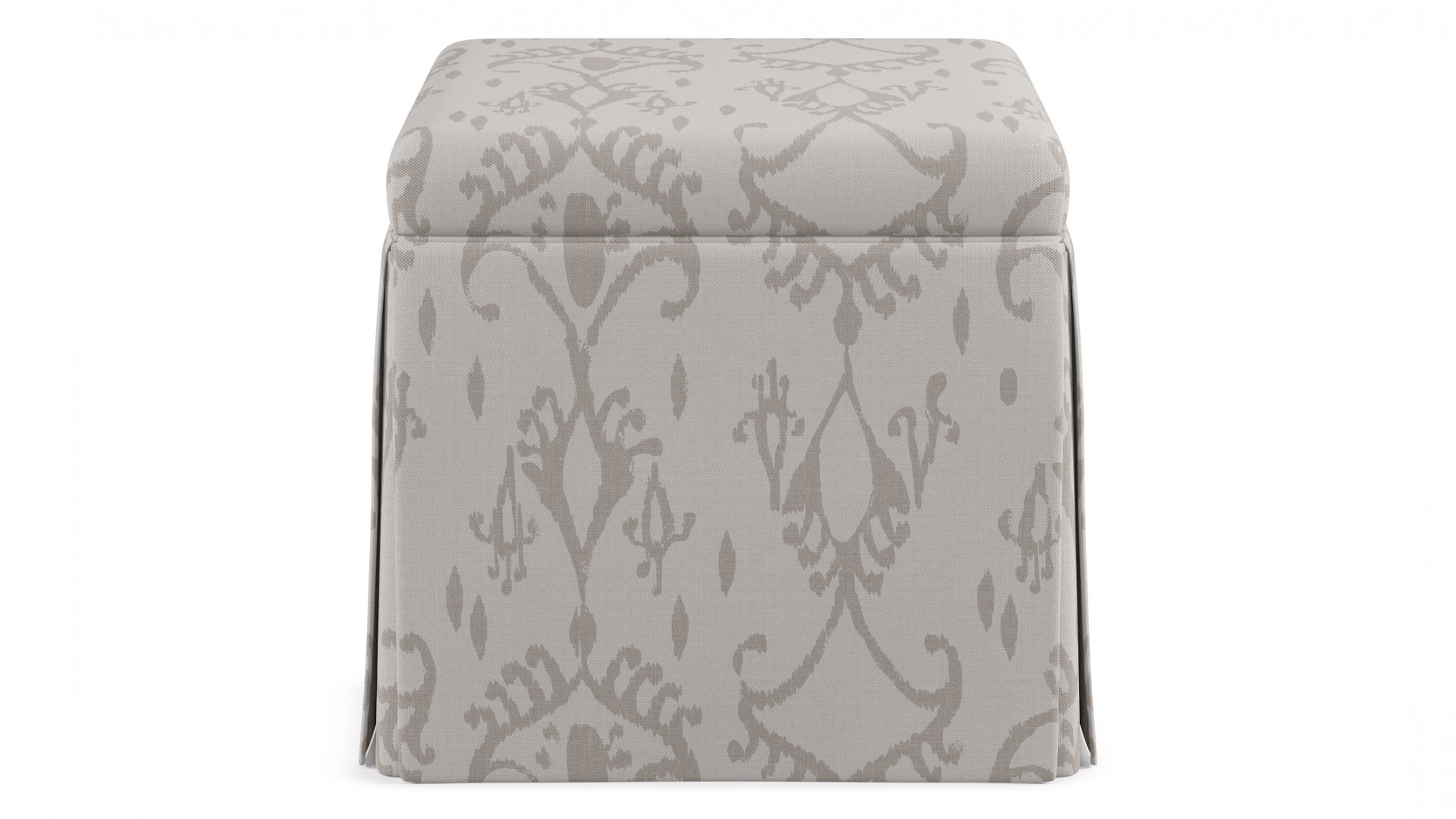 Skirted Storage Ottoman | Ikat In Grey - The Inside