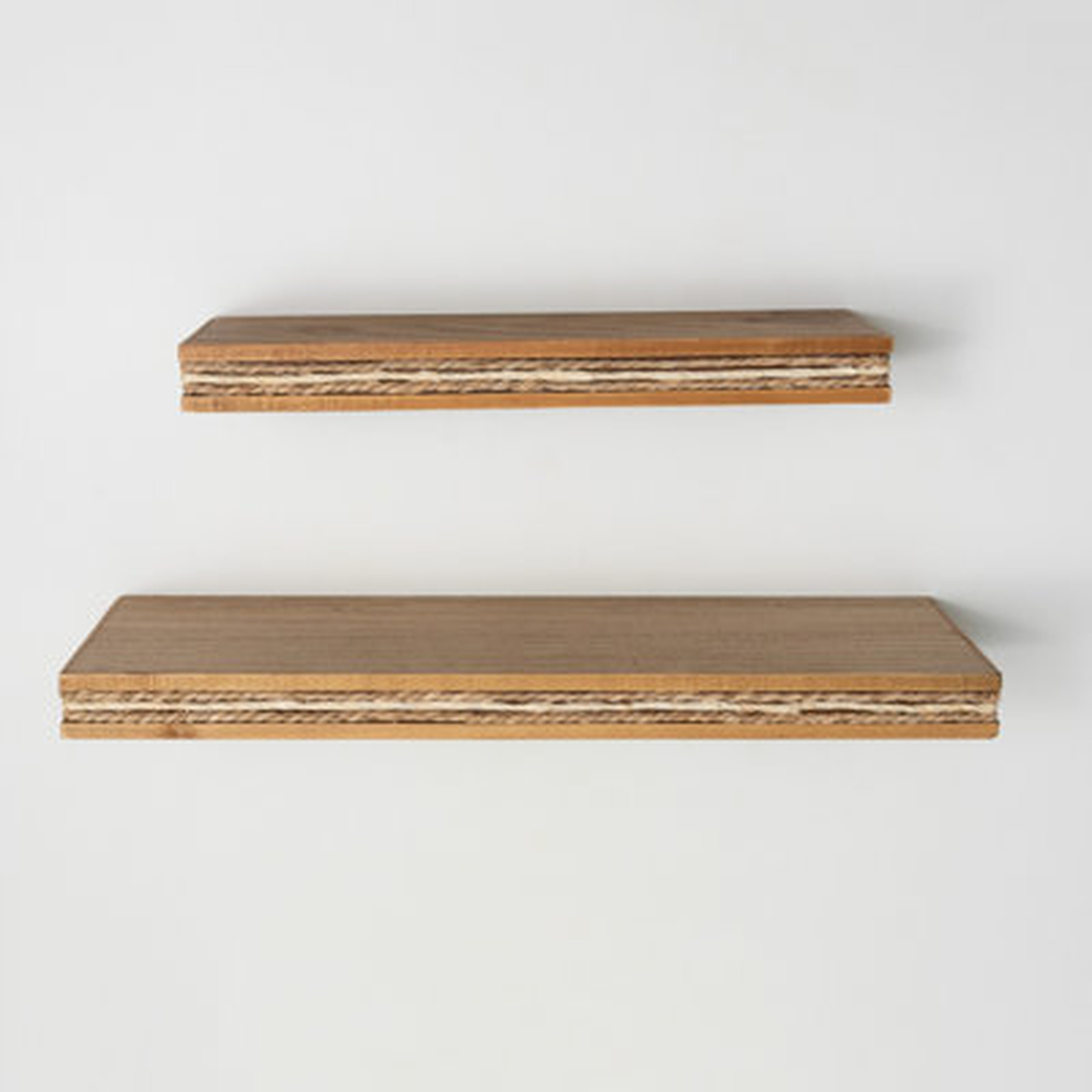 Rattan Trimmed Wall Shelf - Set Of 2 - Wayfair