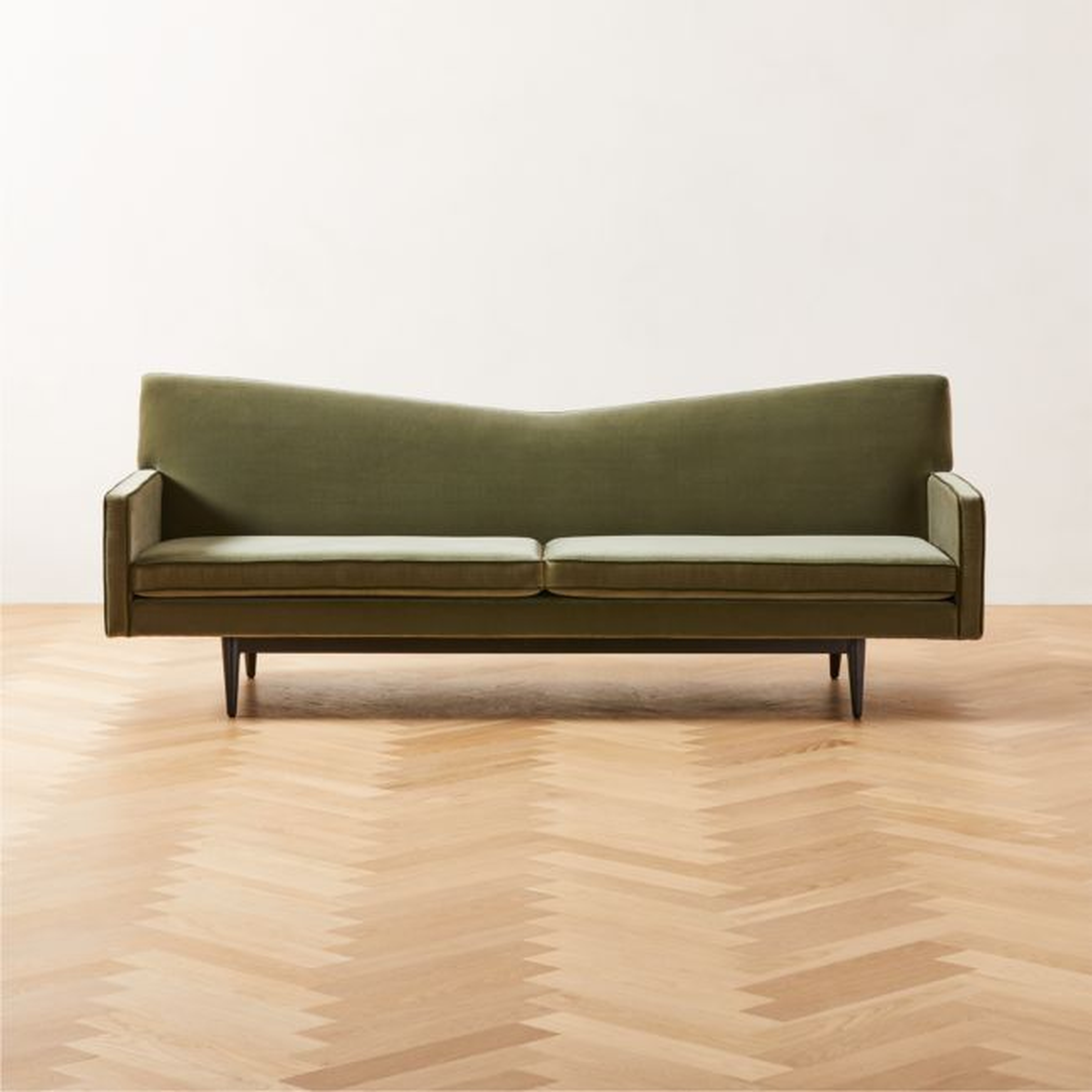 Bowtie Green Velvet Sofa - CB2