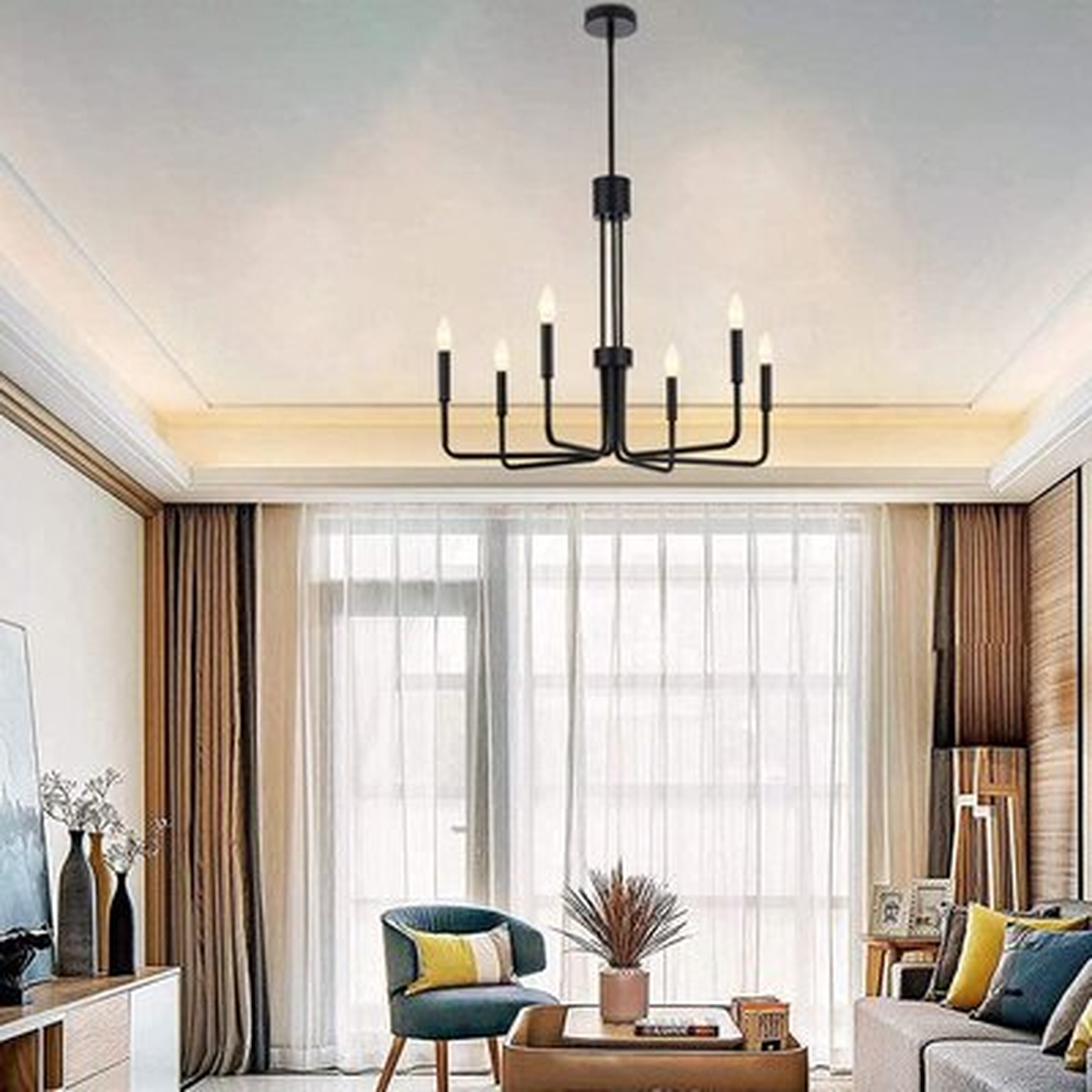 Chandelier Light Fixture ,6-Light Farmhouse Chandelier Light Fixture , Modern Home Industrial Style Pendant Light Fixture, For Dining Room Living Room, Kitchen Island, Bedroom - Wayfair