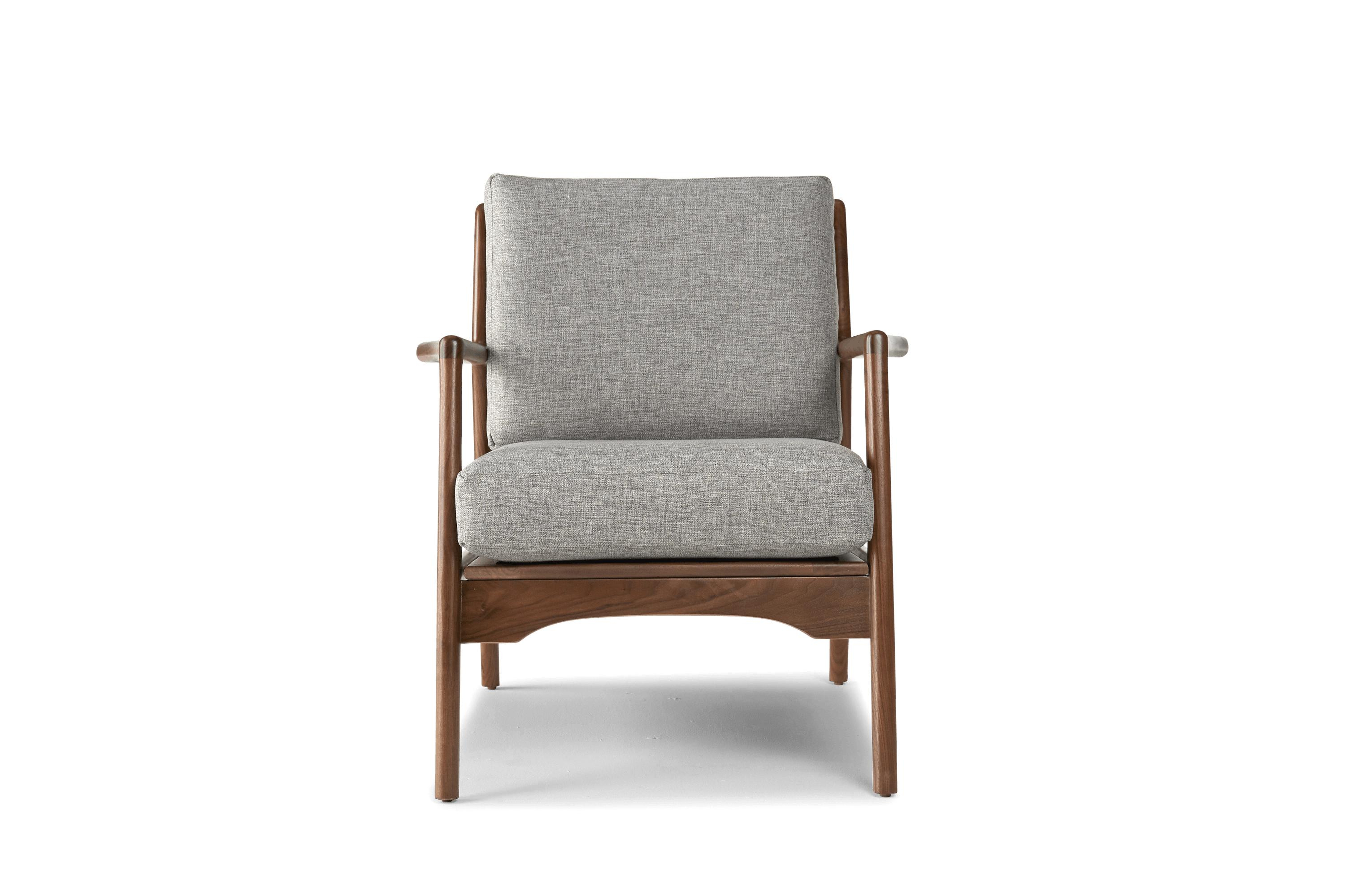 Gray Collins Mid Century Modern Chair - Taylor Felt Grey - Walnut - Joybird