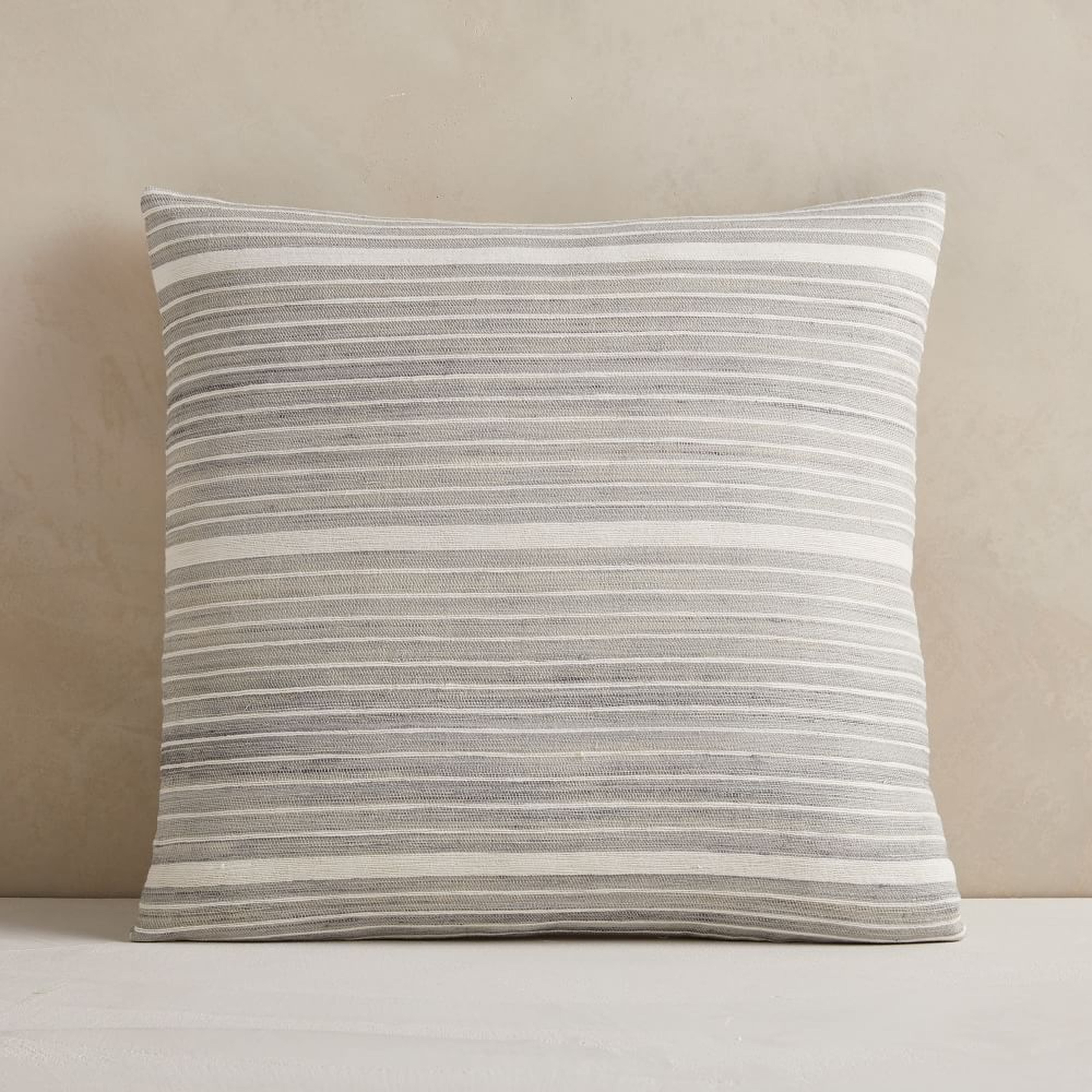 Silk Mini Stripe Pillow Cover, 20"x20", Pearl Gray - West Elm