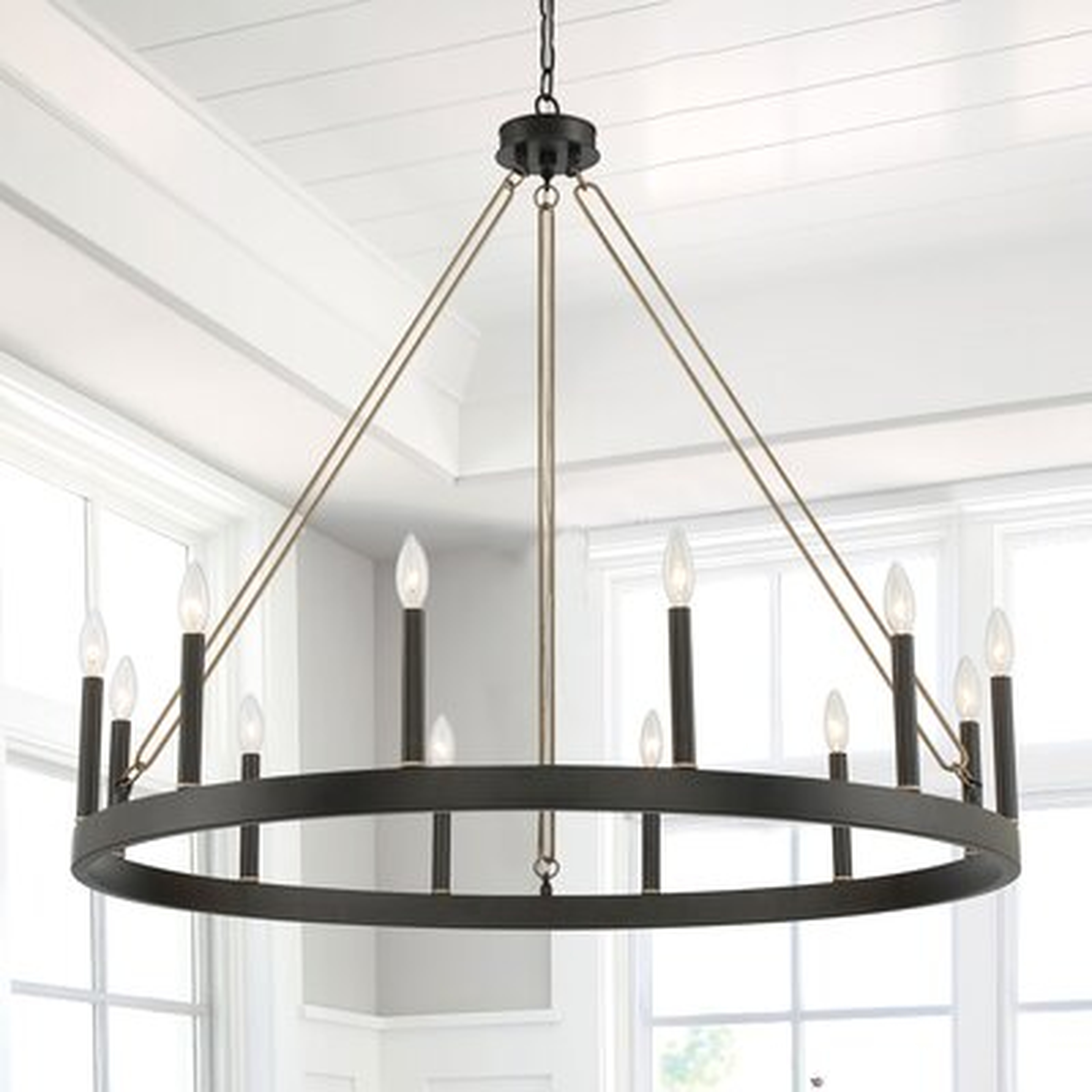 Arwood 12 - Light Candle Style Wagon Wheel Chandelier with Wood Accents - Wayfair