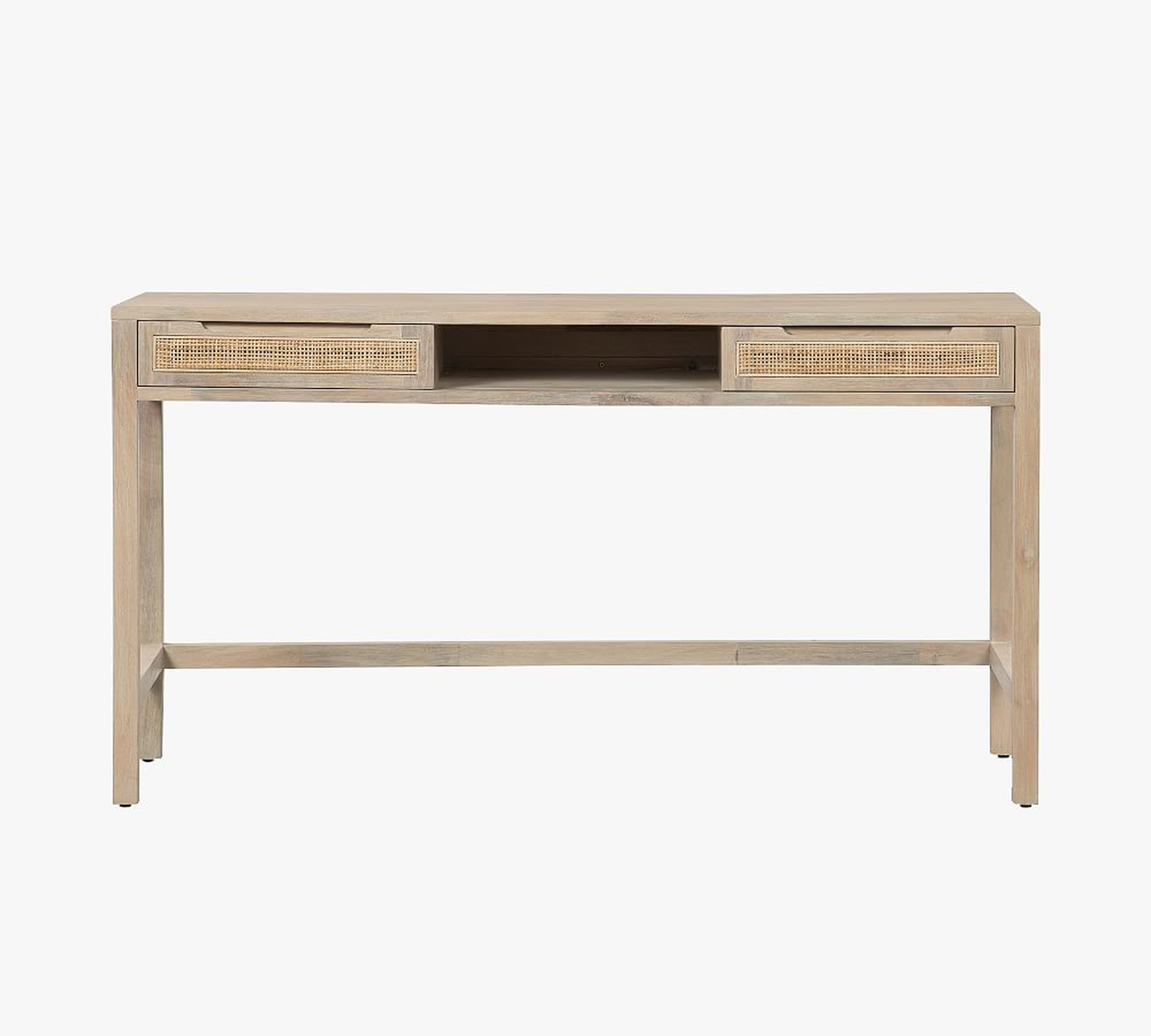 Dolores 58" Cane Writing Desk with Drawers, Natural - Pottery Barn